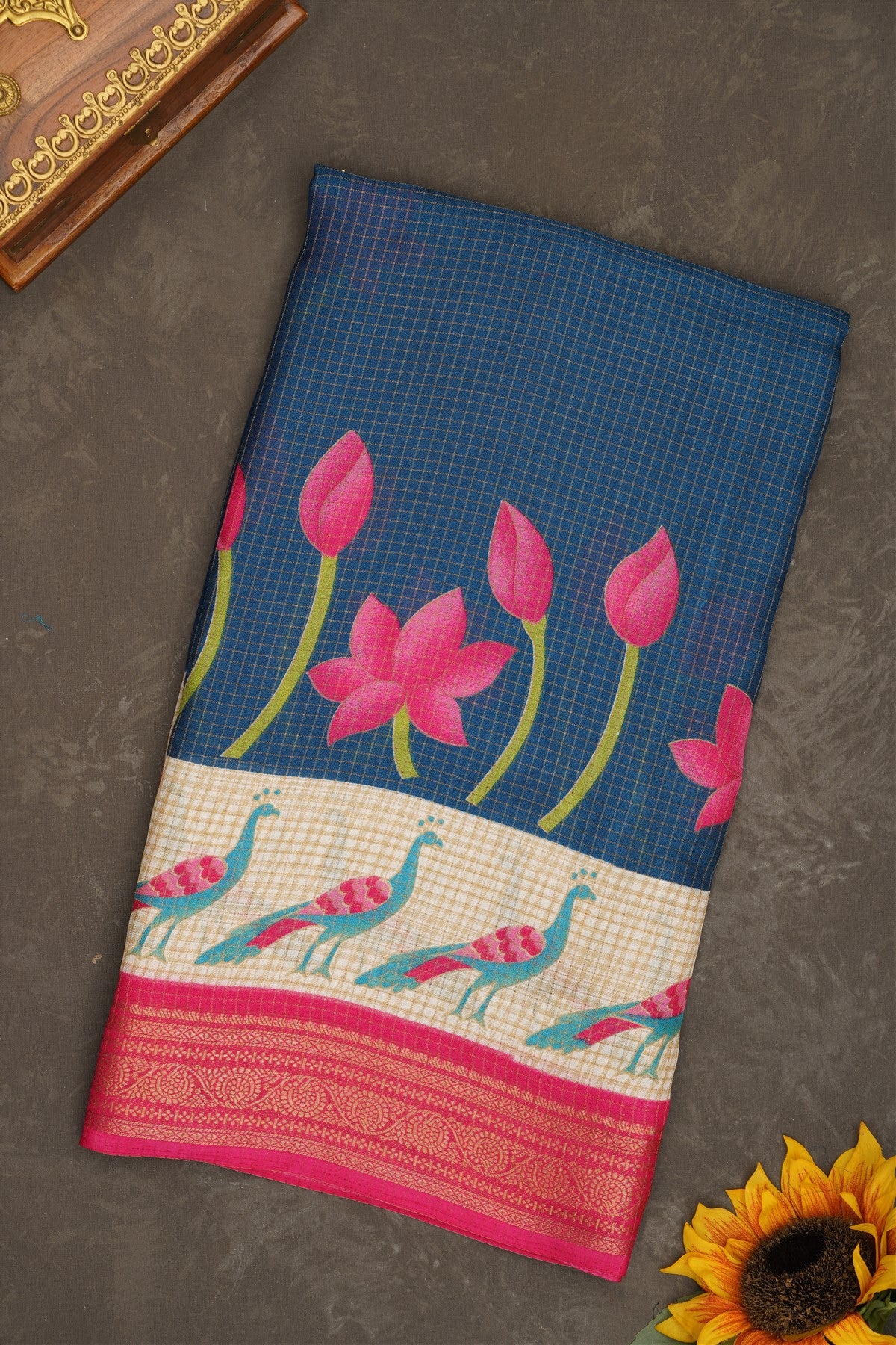 Fancy Georgette Dark Blue Saree