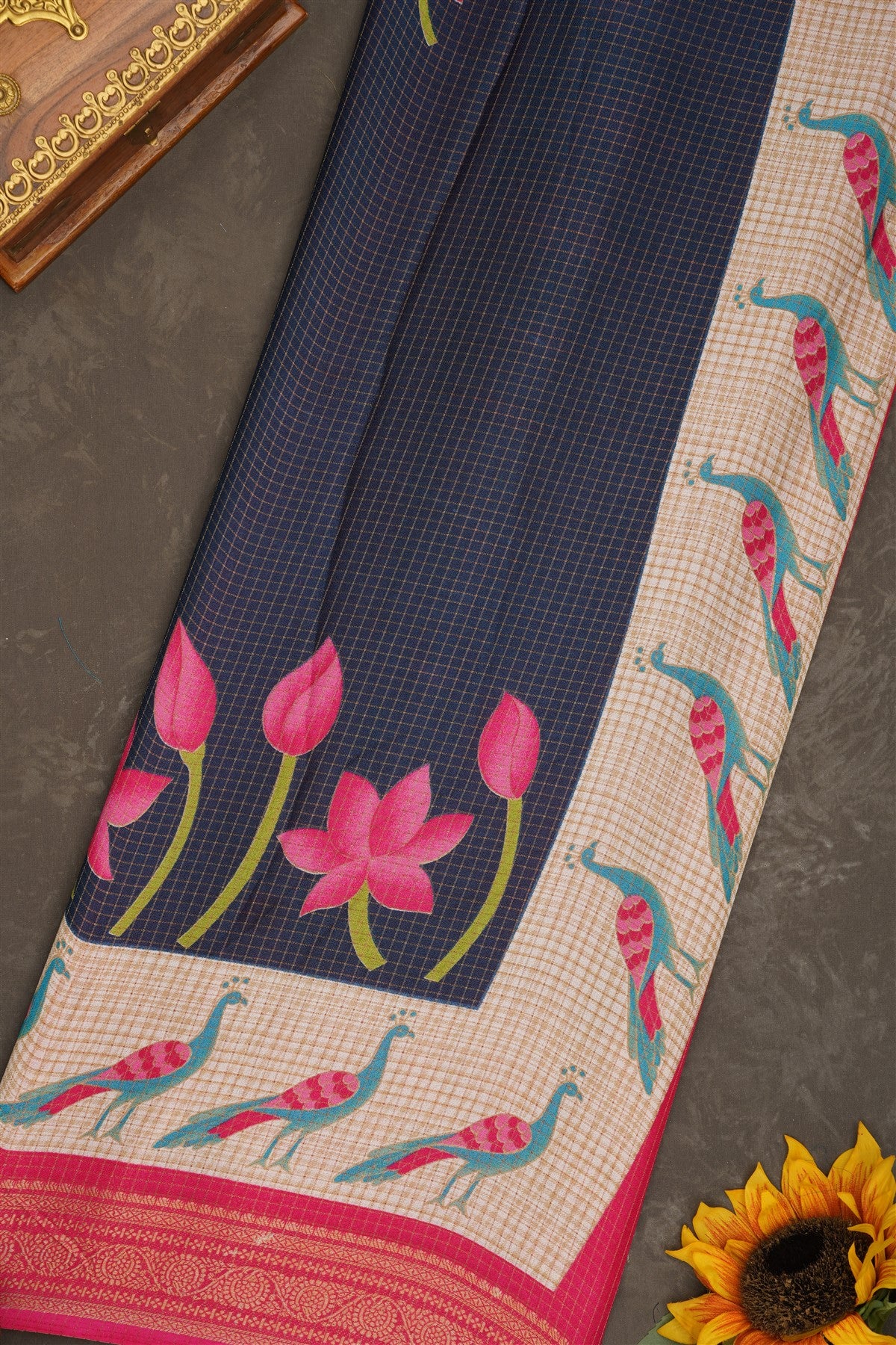 Fancy Georgette Dark Blue Saree