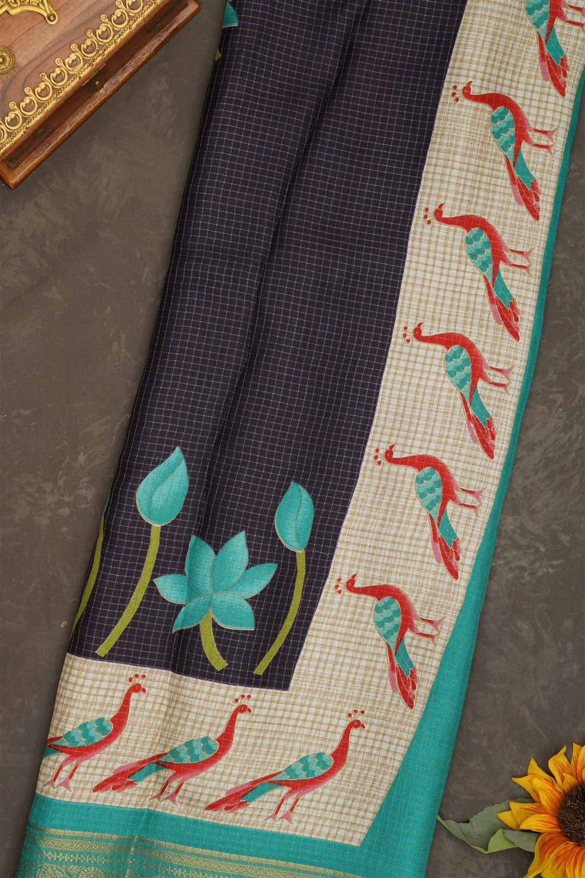Fancy Georgette Navy Blue Saree