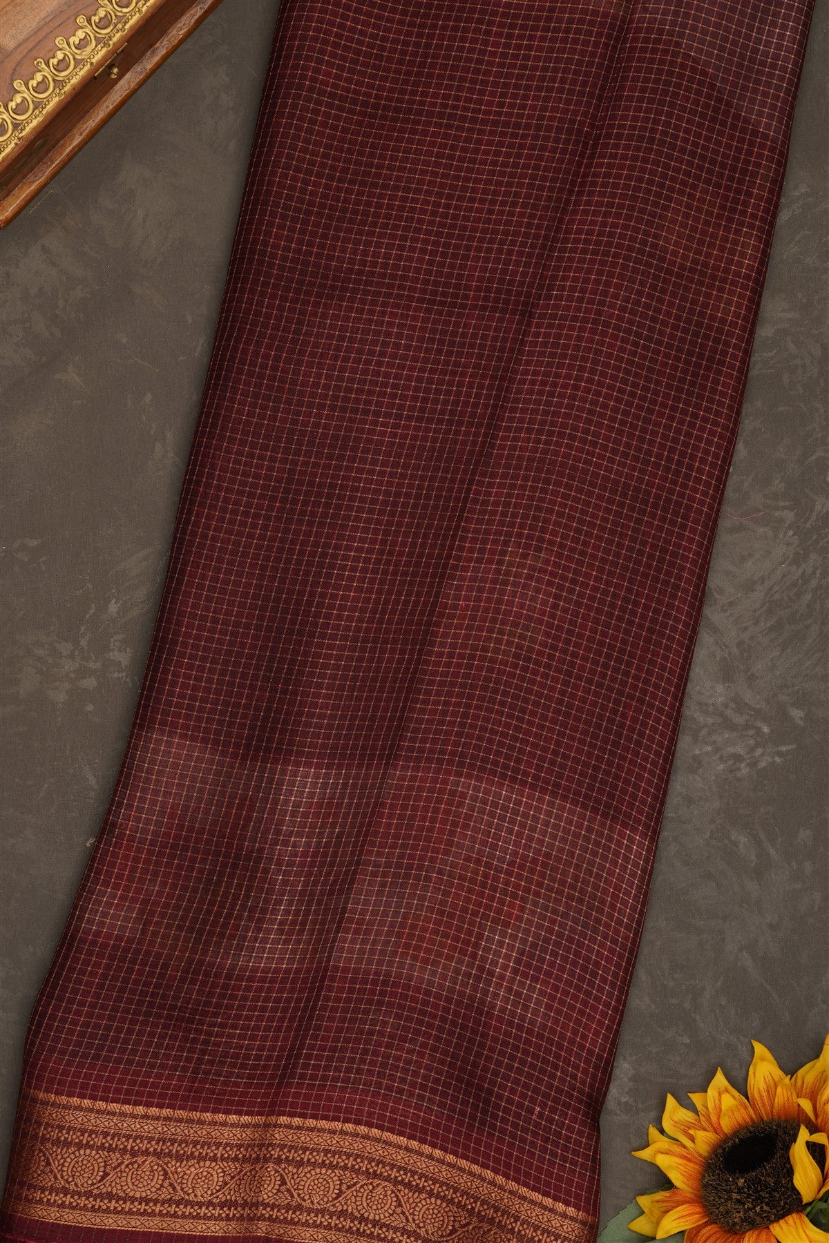 Fancy Georgette Dark Maroon Saree