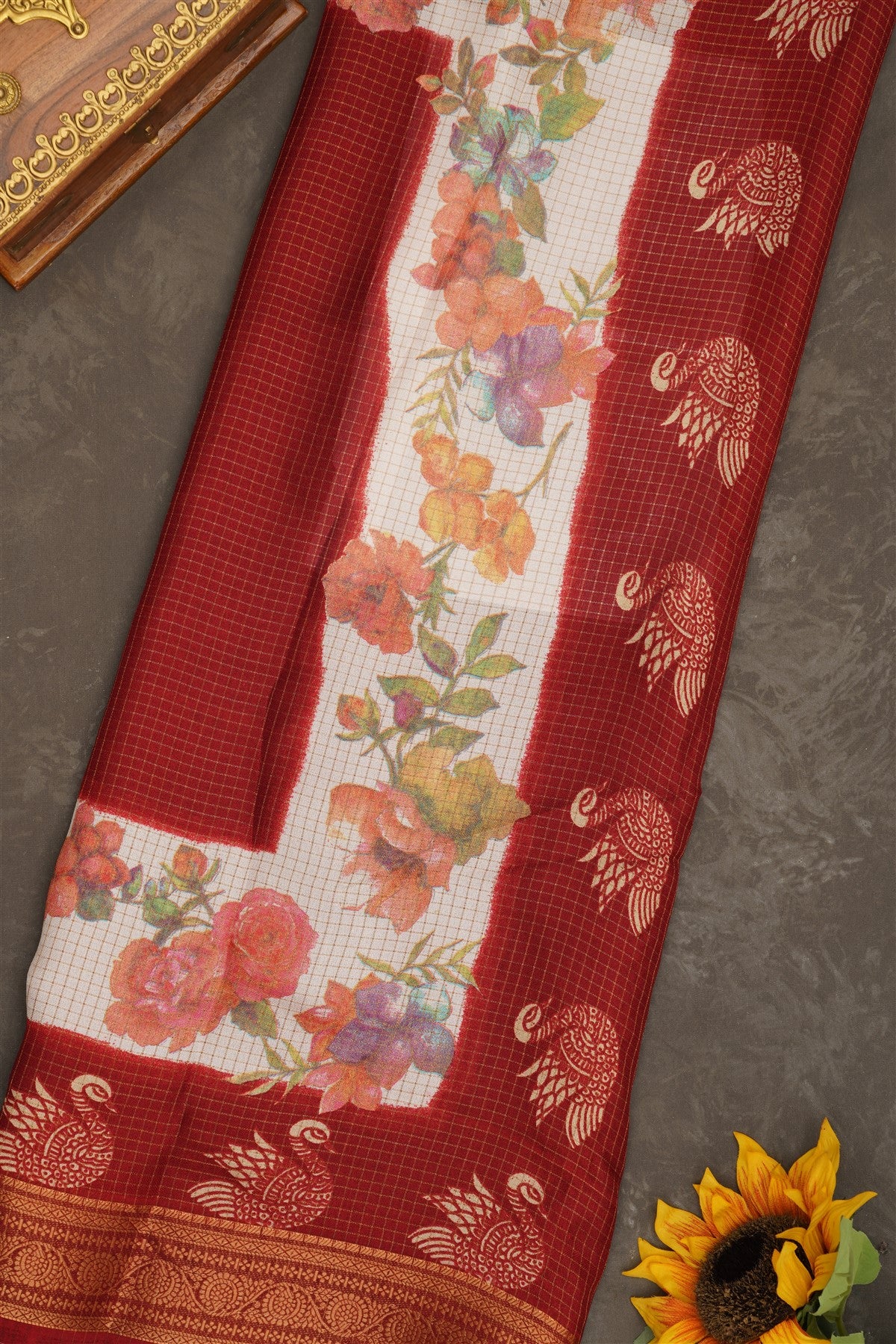 Fancy Georgette Maroon Saree