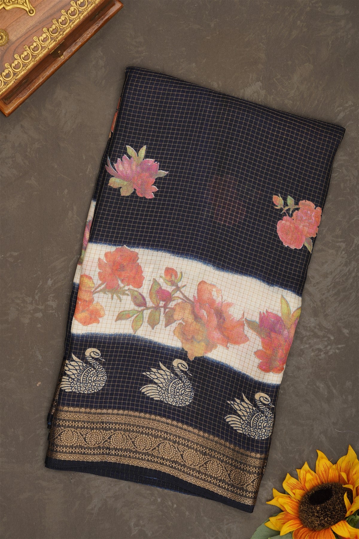 Fancy Georgette Navy Blue Saree