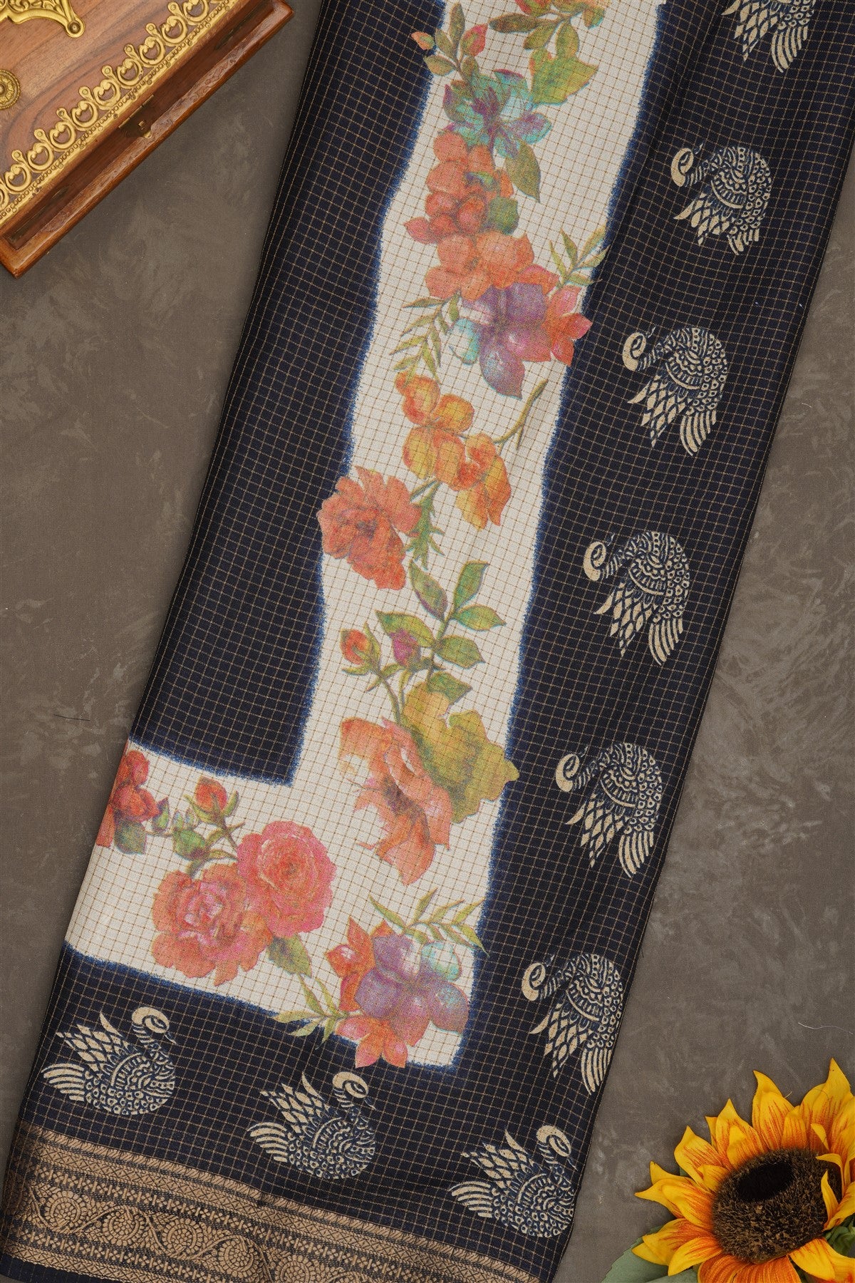 Fancy Georgette Navy Blue Saree