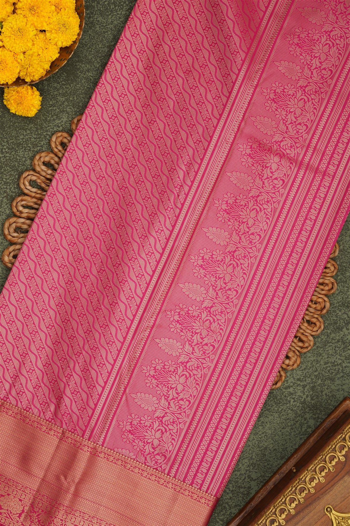 Semi Pattu Silk Blend Green Saree