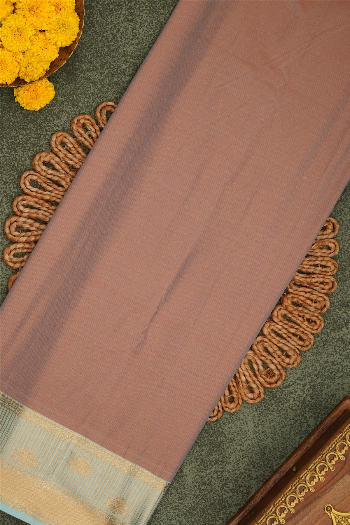 Semi Pattu Silk Blend Light Mustard Saree
