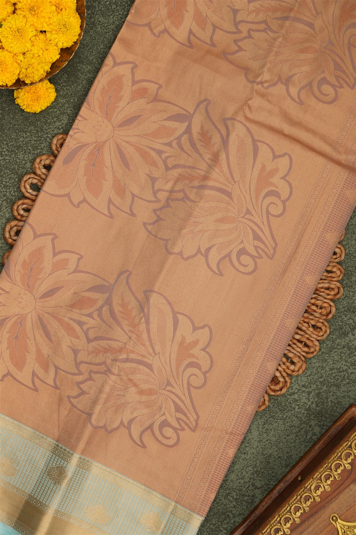 Semi Pattu Silk Blend Light Mustard Saree