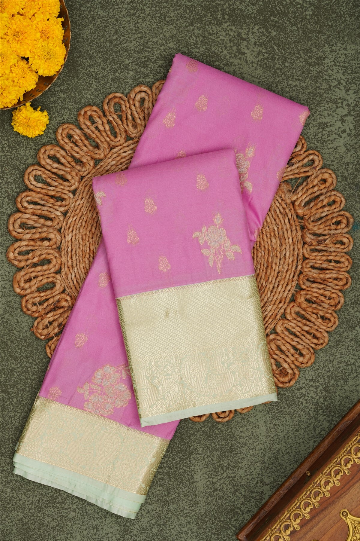 Semi Pattu Silk Blend Light Purple Saree