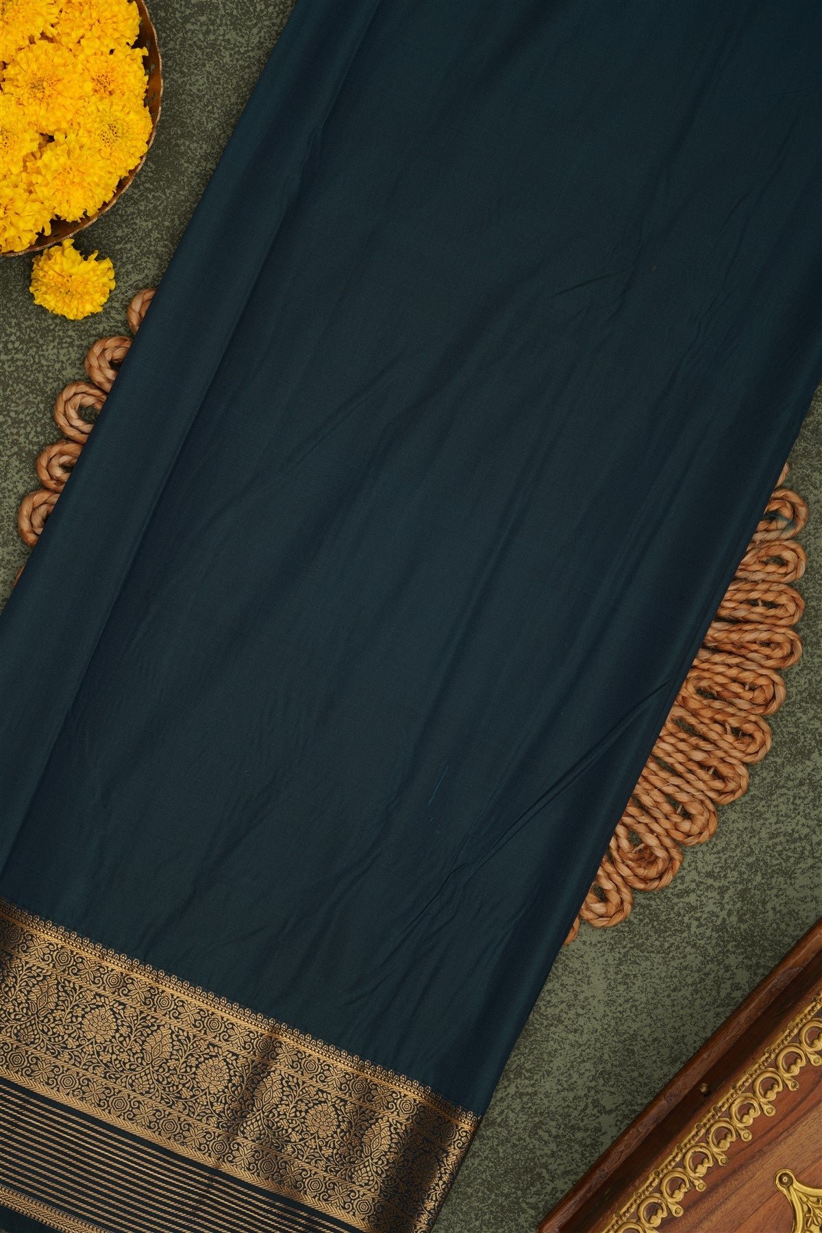 Semi Pattu Silk Blend Mustard Saree
