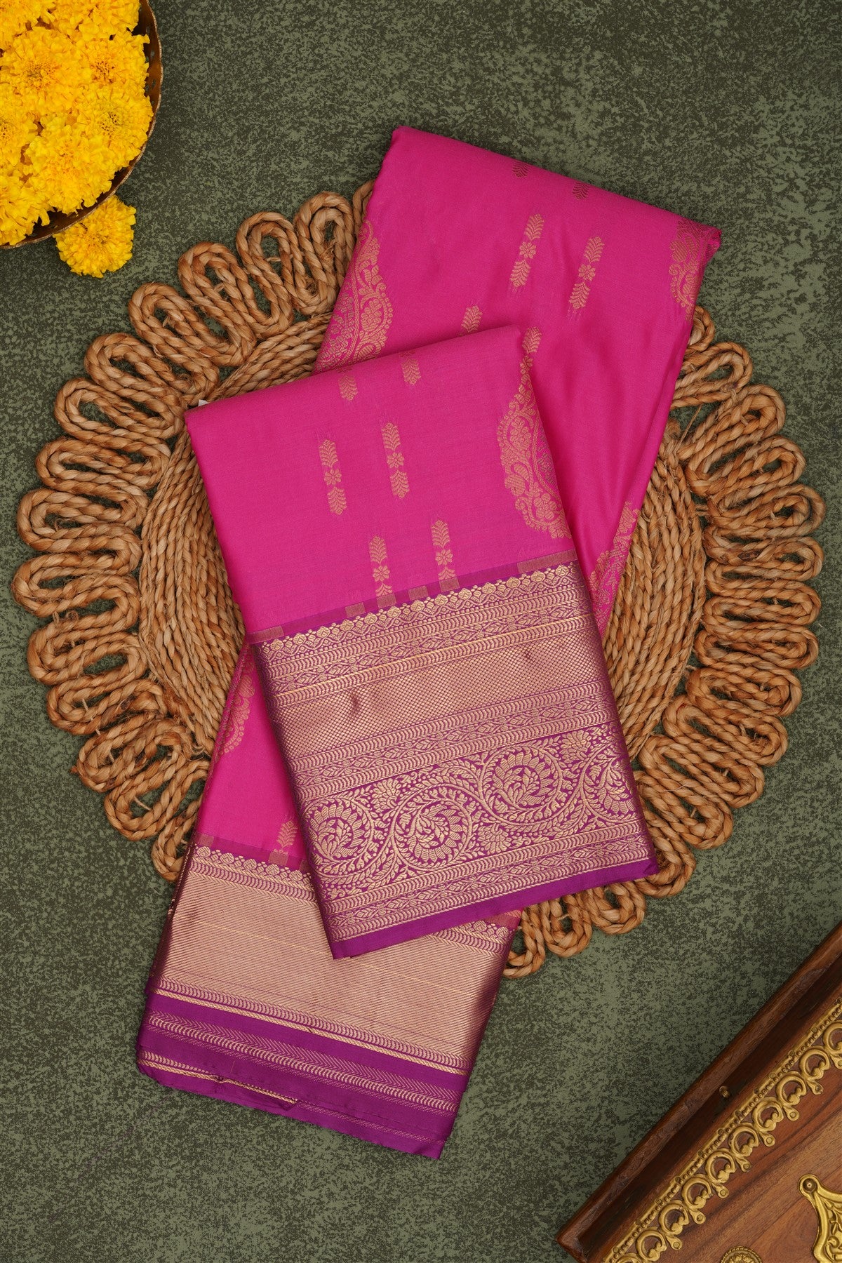 Semi Pattu Silk Blend Pink Saree