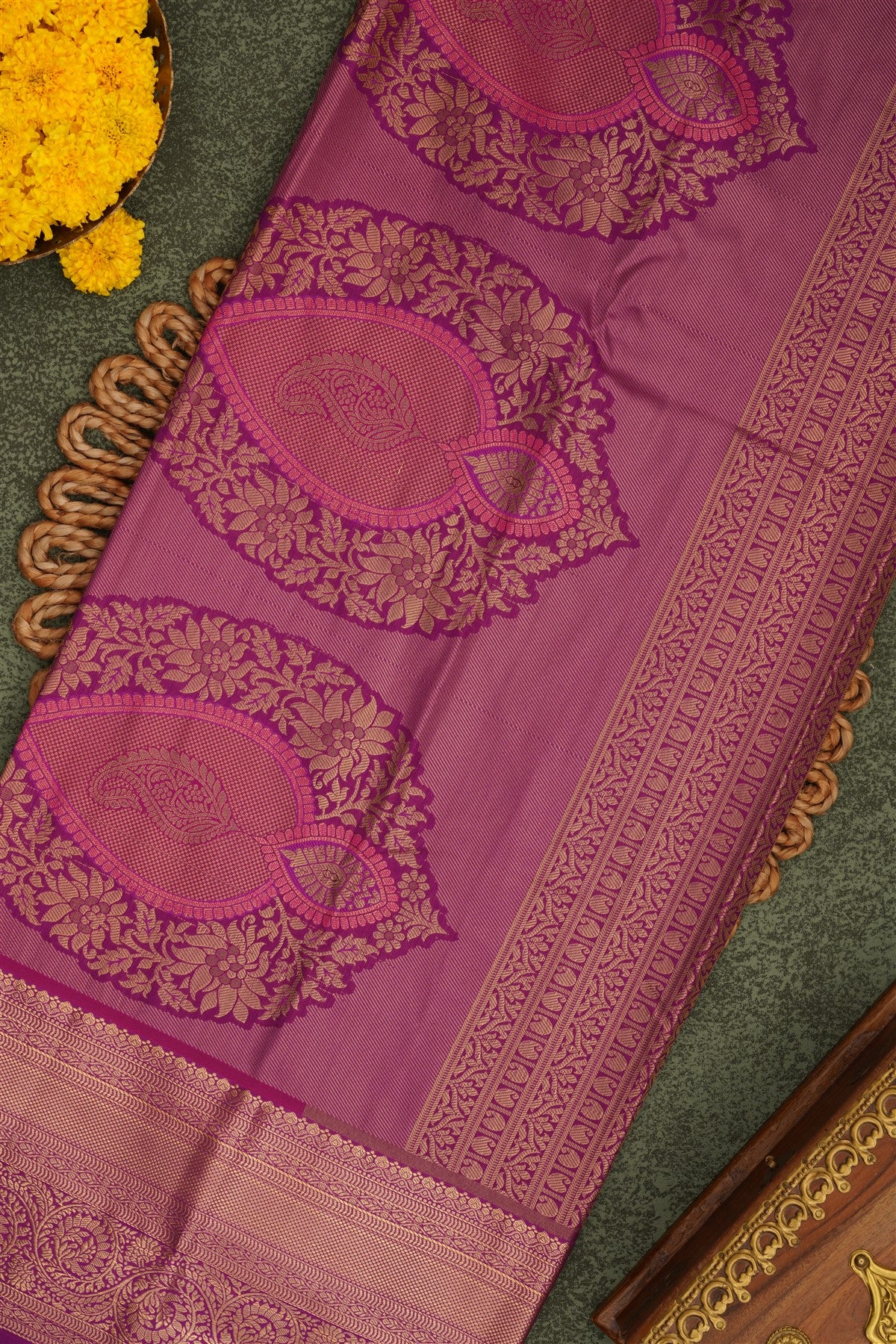 Semi Pattu Silk Blend Pink Saree