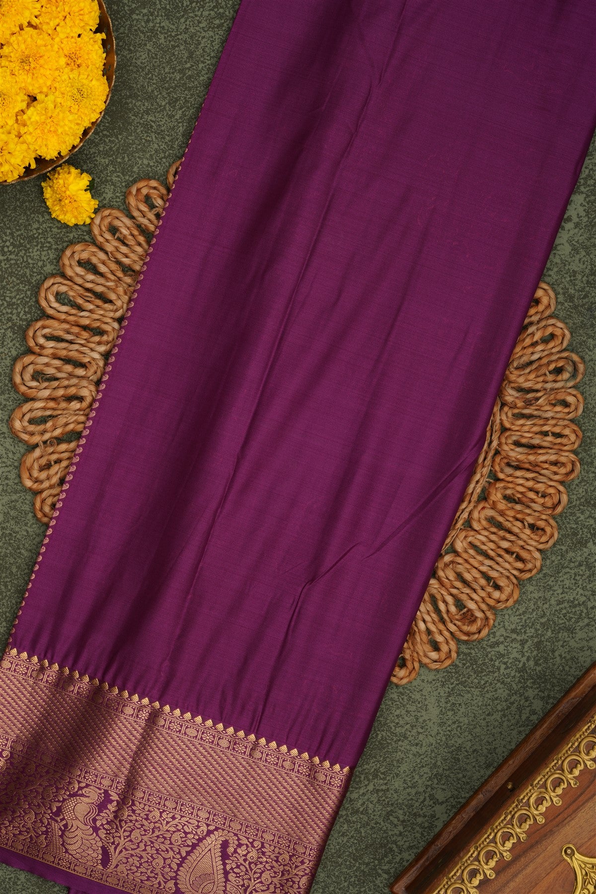 Semi Pattu Silk Blend Yellow Saree