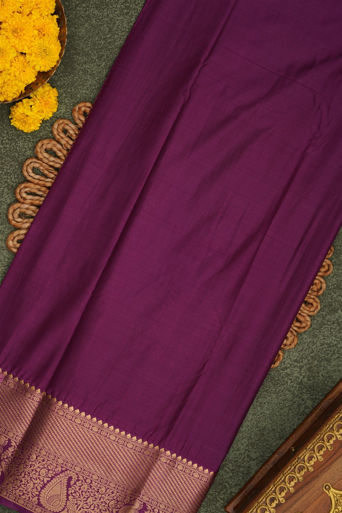 Semi Pattu Silk Blend Dark Blue Saree