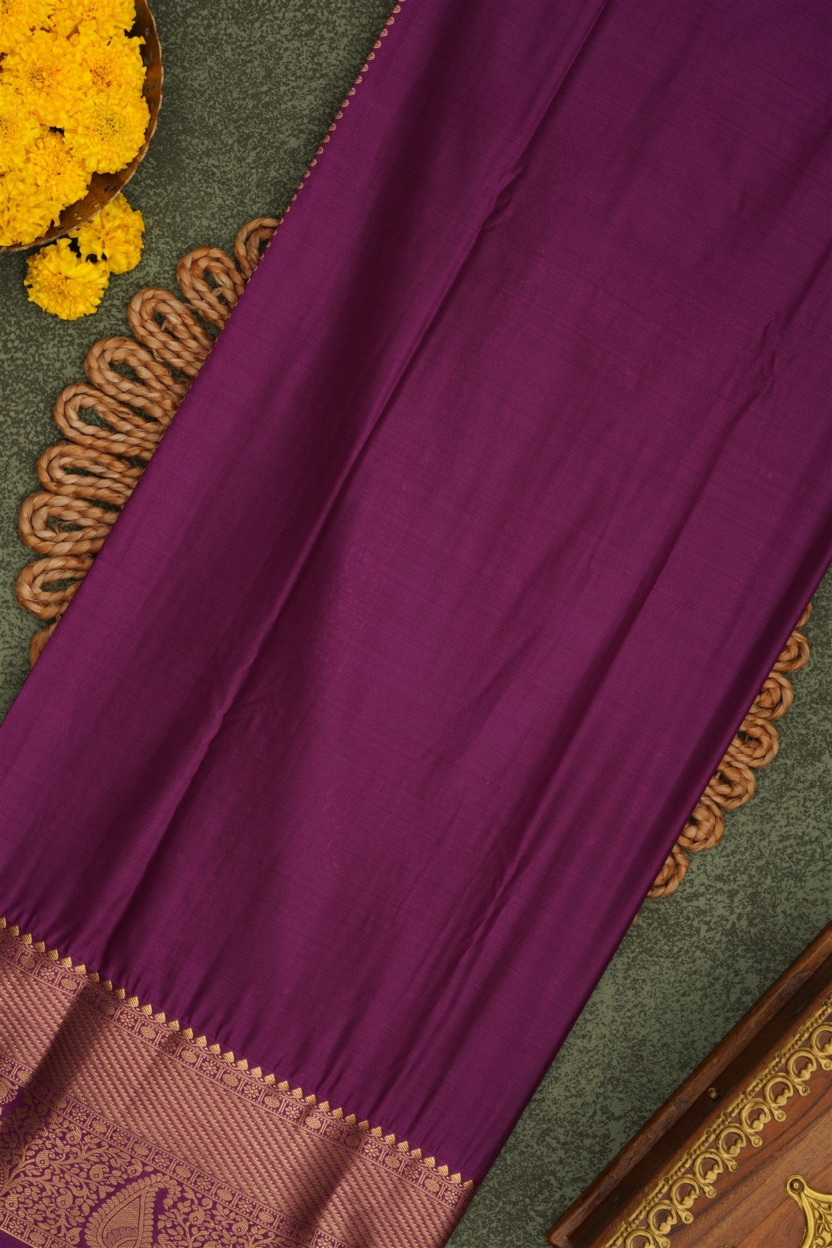 Semi Pattu Silk Blend Light Yellow Saree
