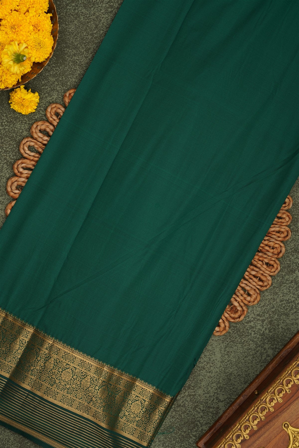 Semi Pattu Silk Blend Mustard Yellow Saree