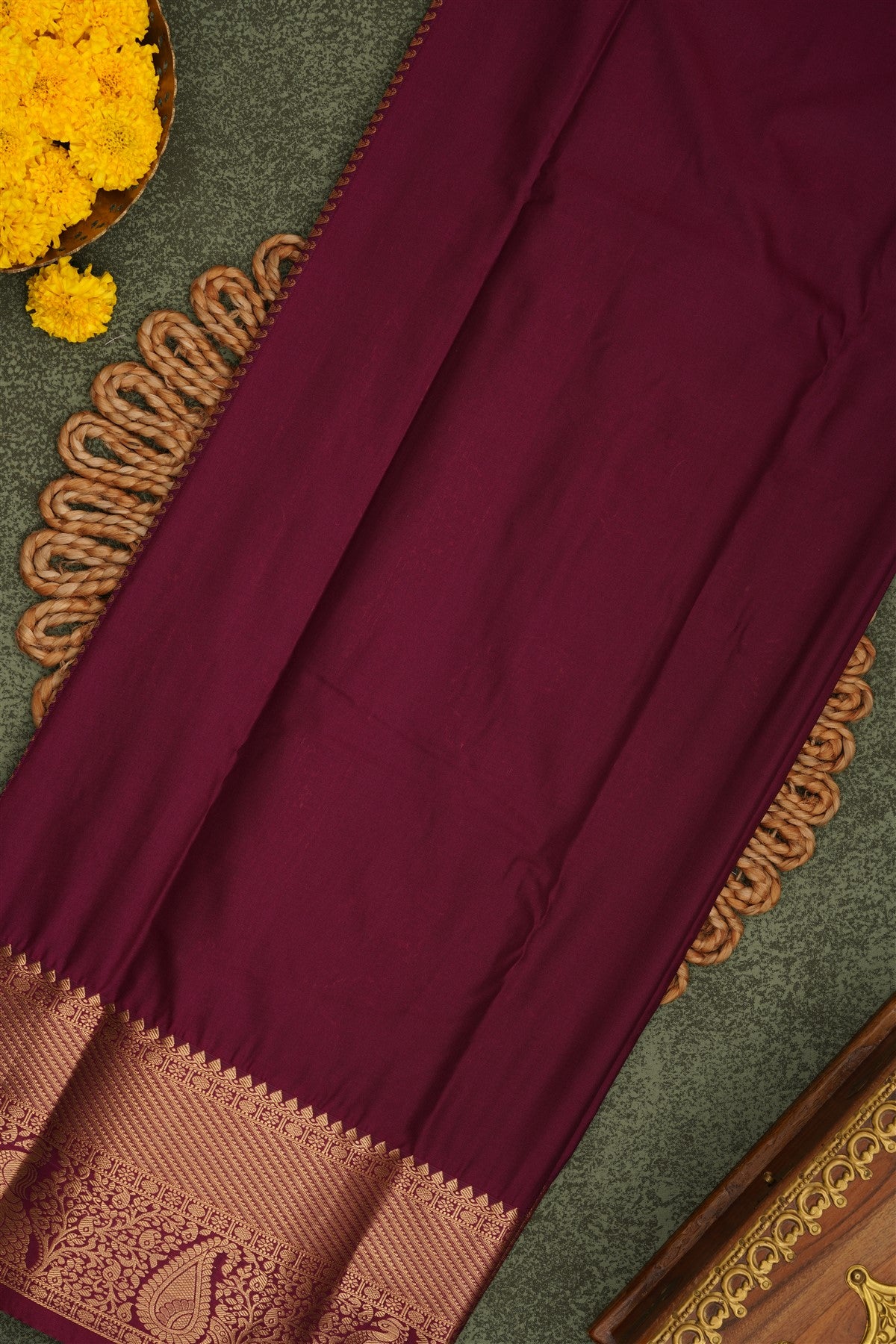 Semi Pattu Silk Blend Orange Saree