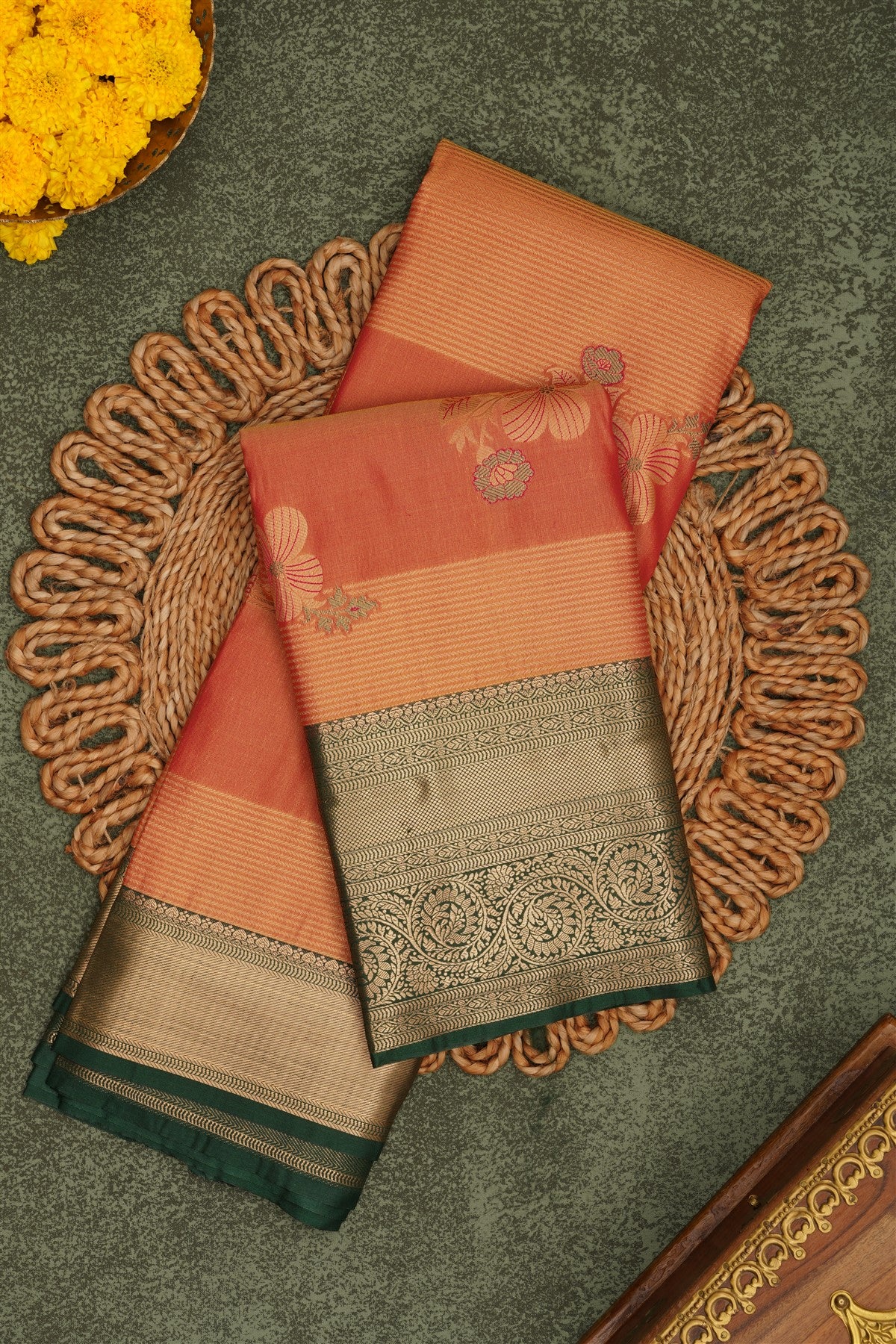 Semi Pattu Silk Blend Dual Shade Saree