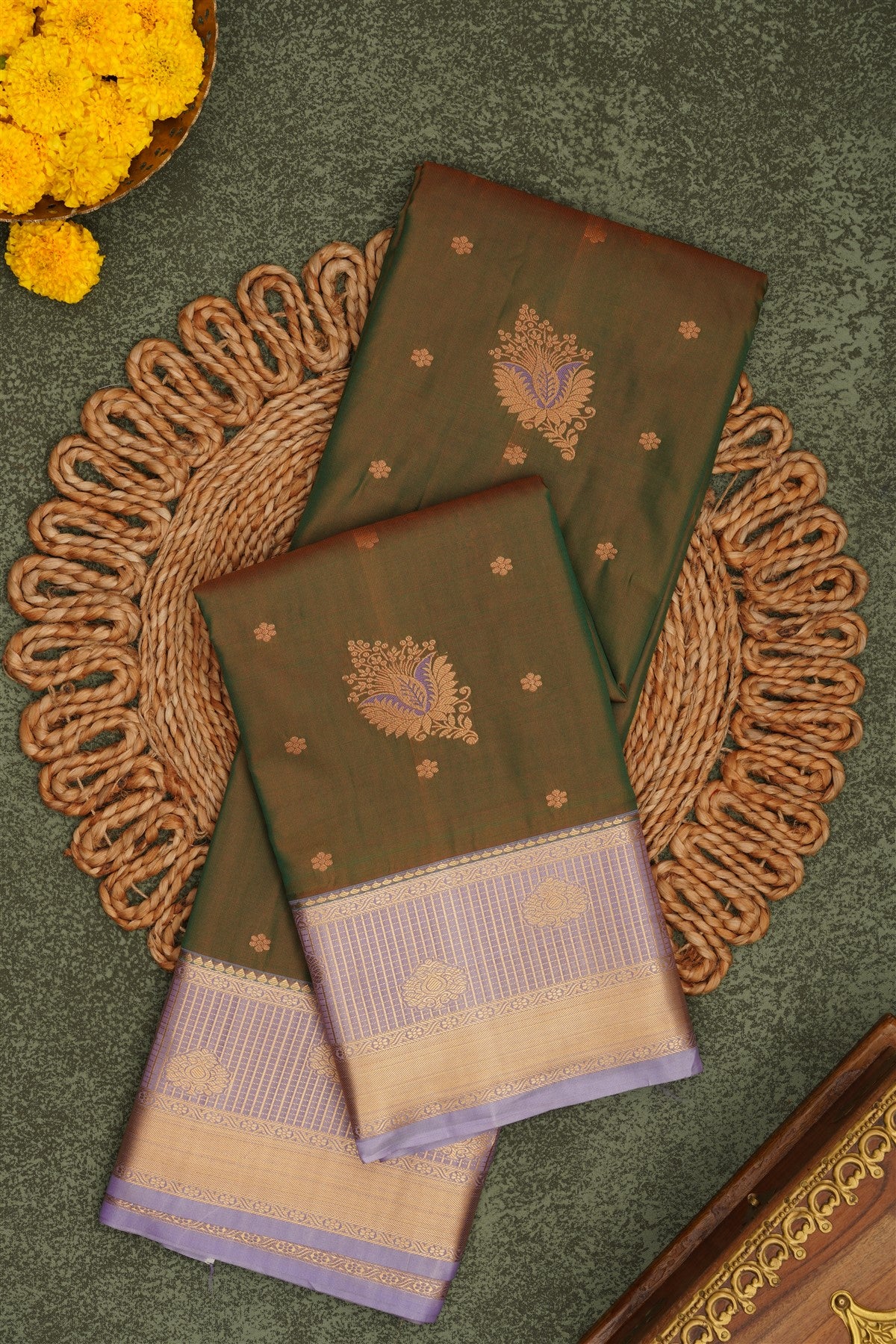 Semi Pattu Silk Blend Light Green Saree