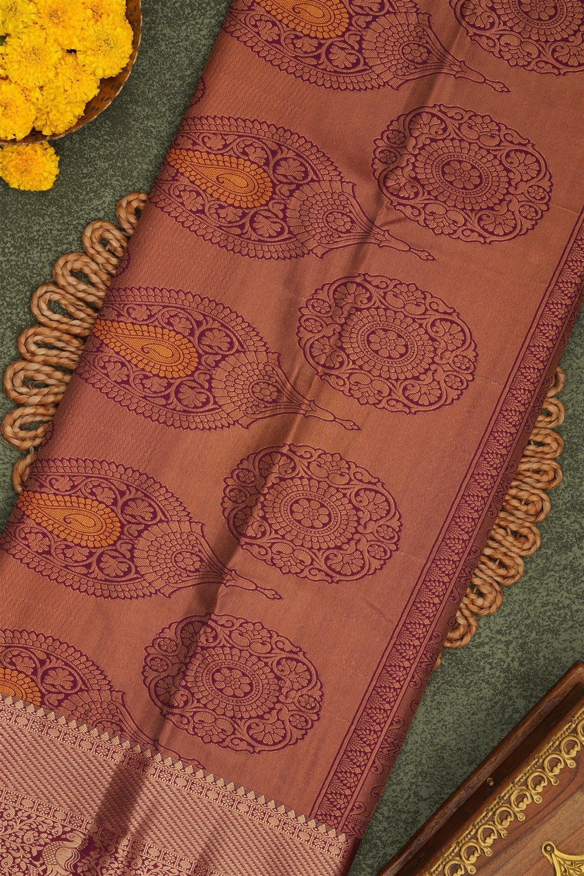 Semi Pattu Silk Blend Mustard Saree