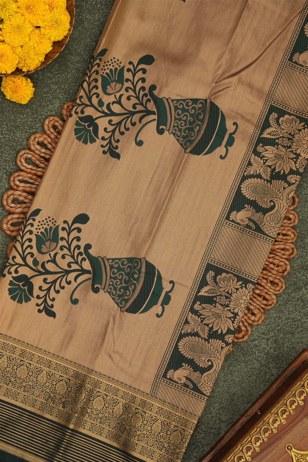 Semi Pattu Silk Blend Orange Saree
