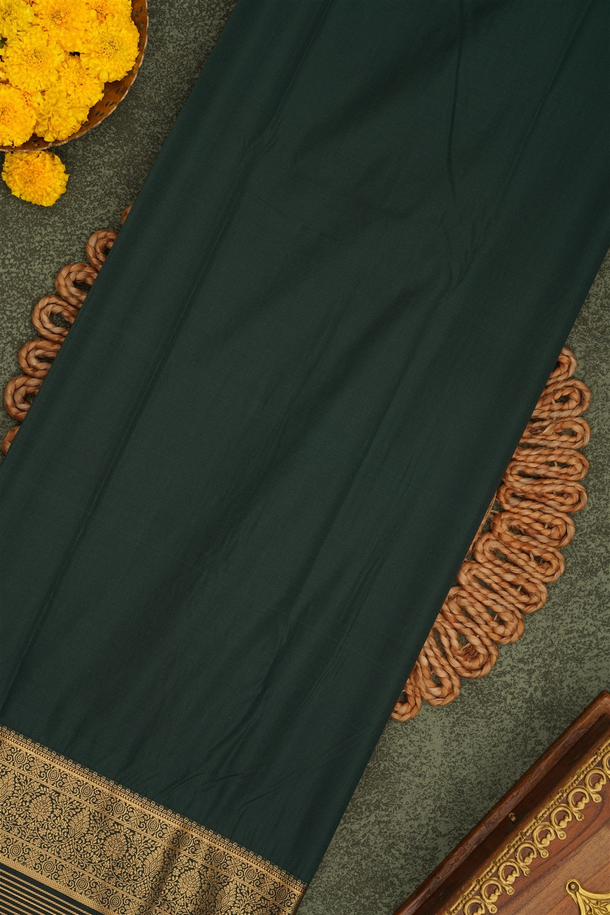Semi Pattu Silk Blend Orange Saree