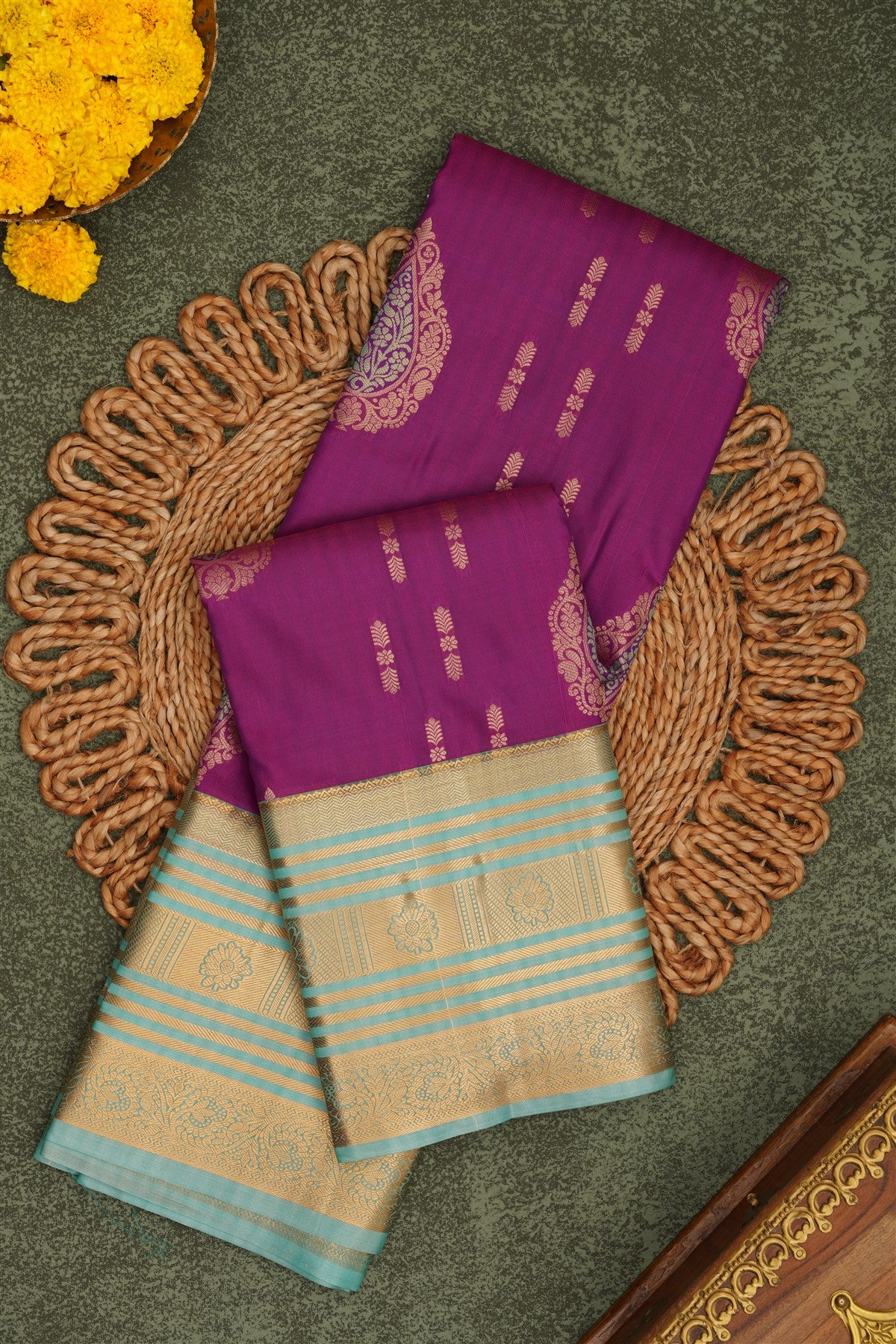 Semi Pattu Silk Blend Purple Saree