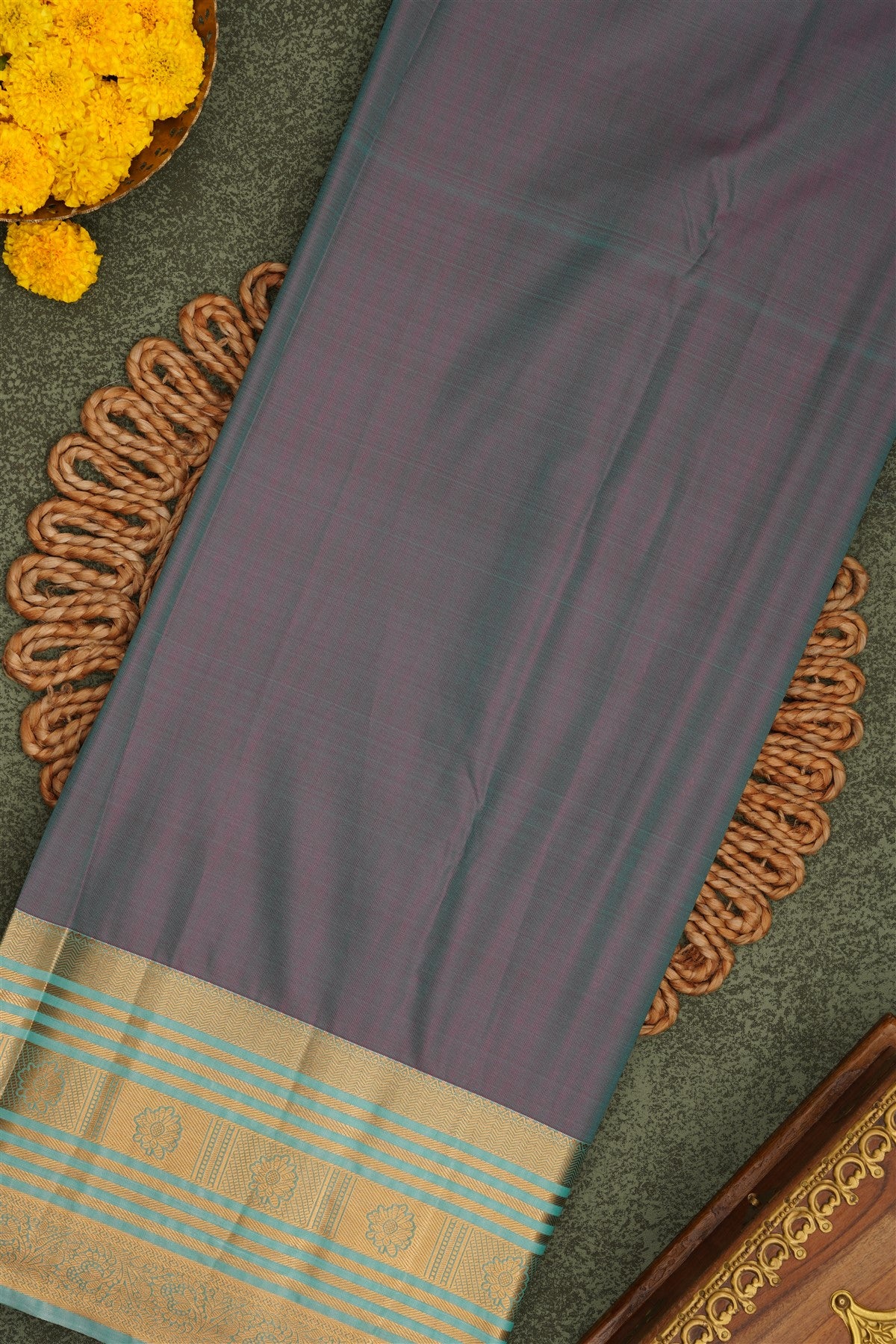 Semi Pattu Silk Blend Purple Saree
