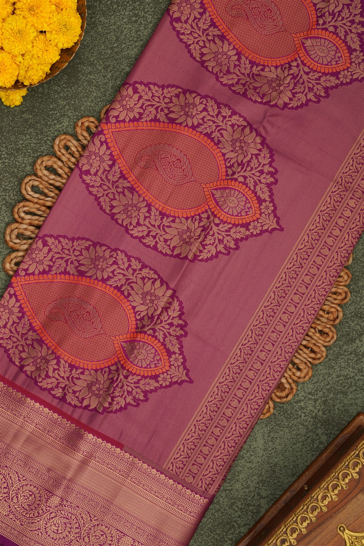 Semi Pattu Silk Blend Red Saree