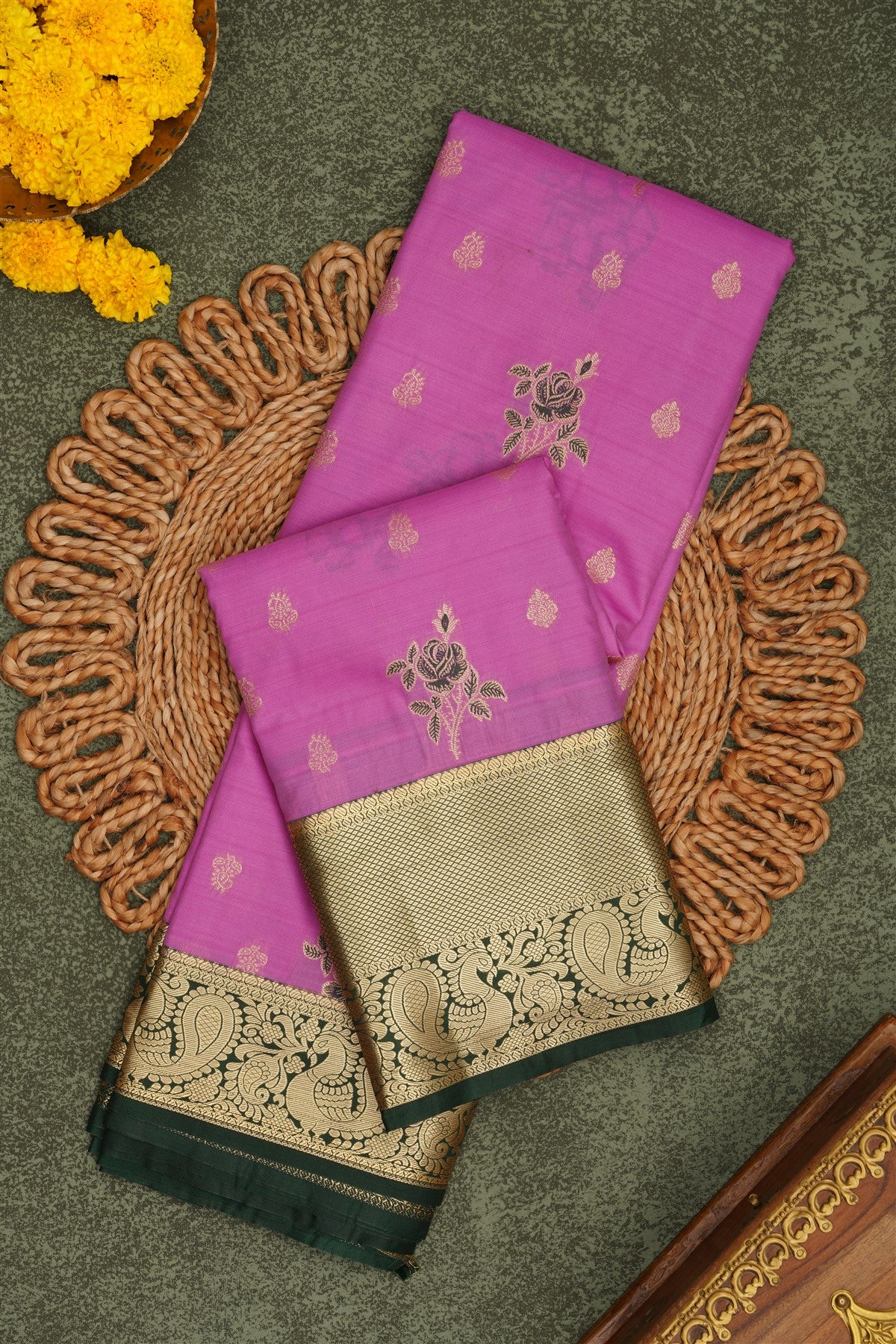 Semi Pattu Silk Blend Light Purple Saree