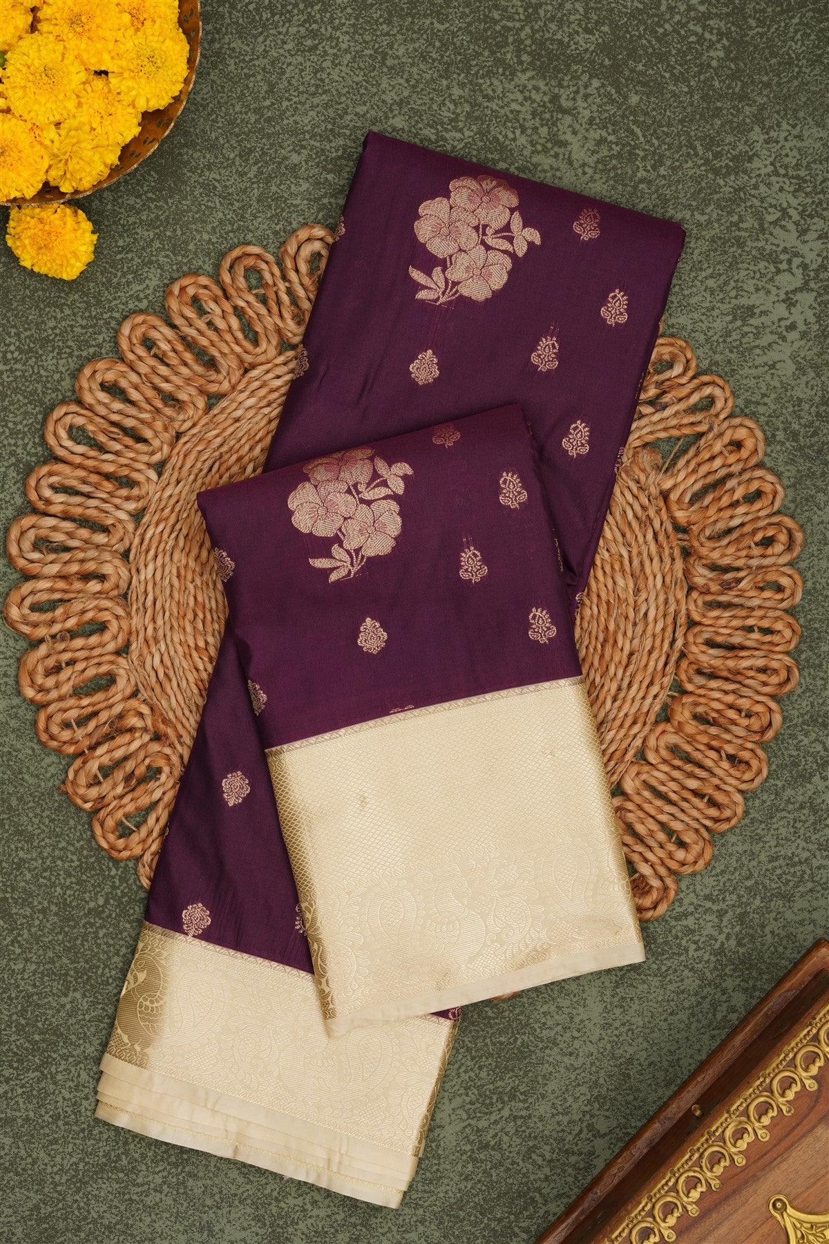 Semi Pattu Silk Blend Magenta Saree