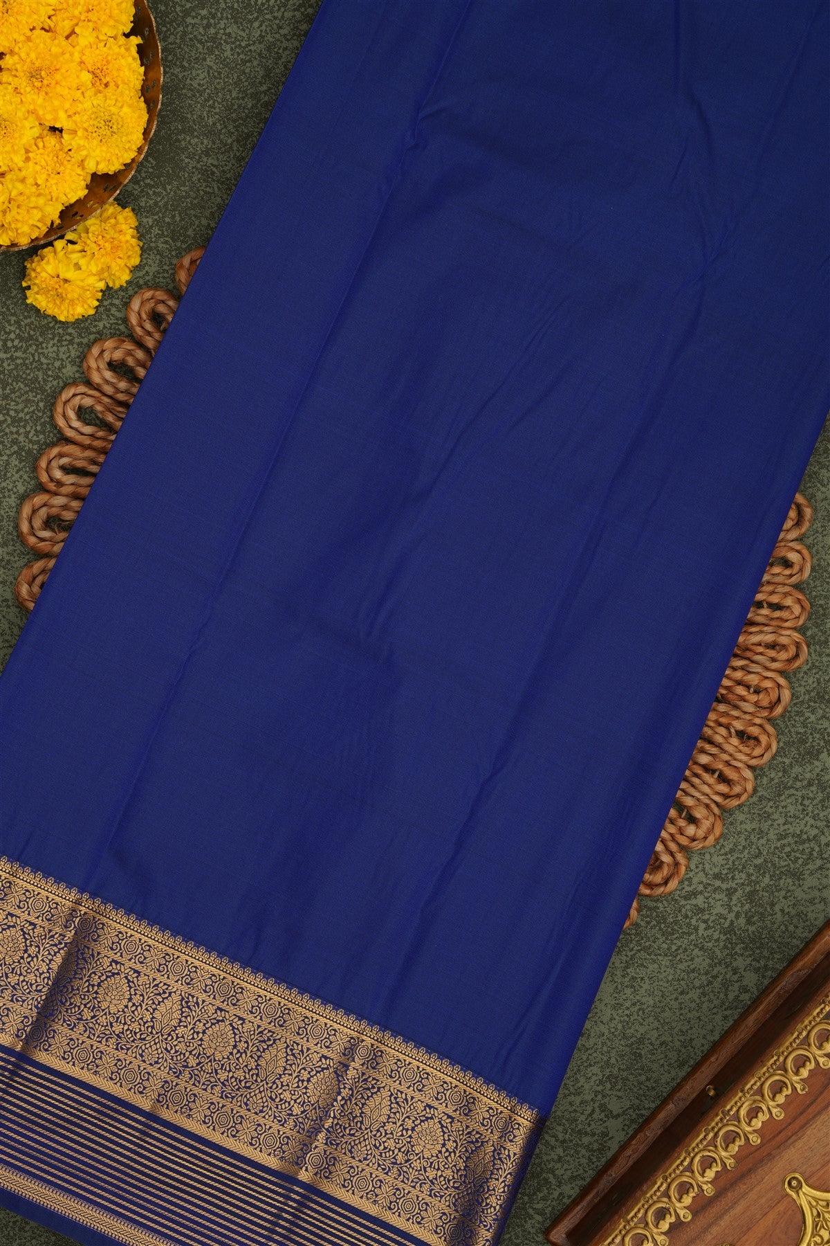 Semi Pattu Silk Blend Orange Saree