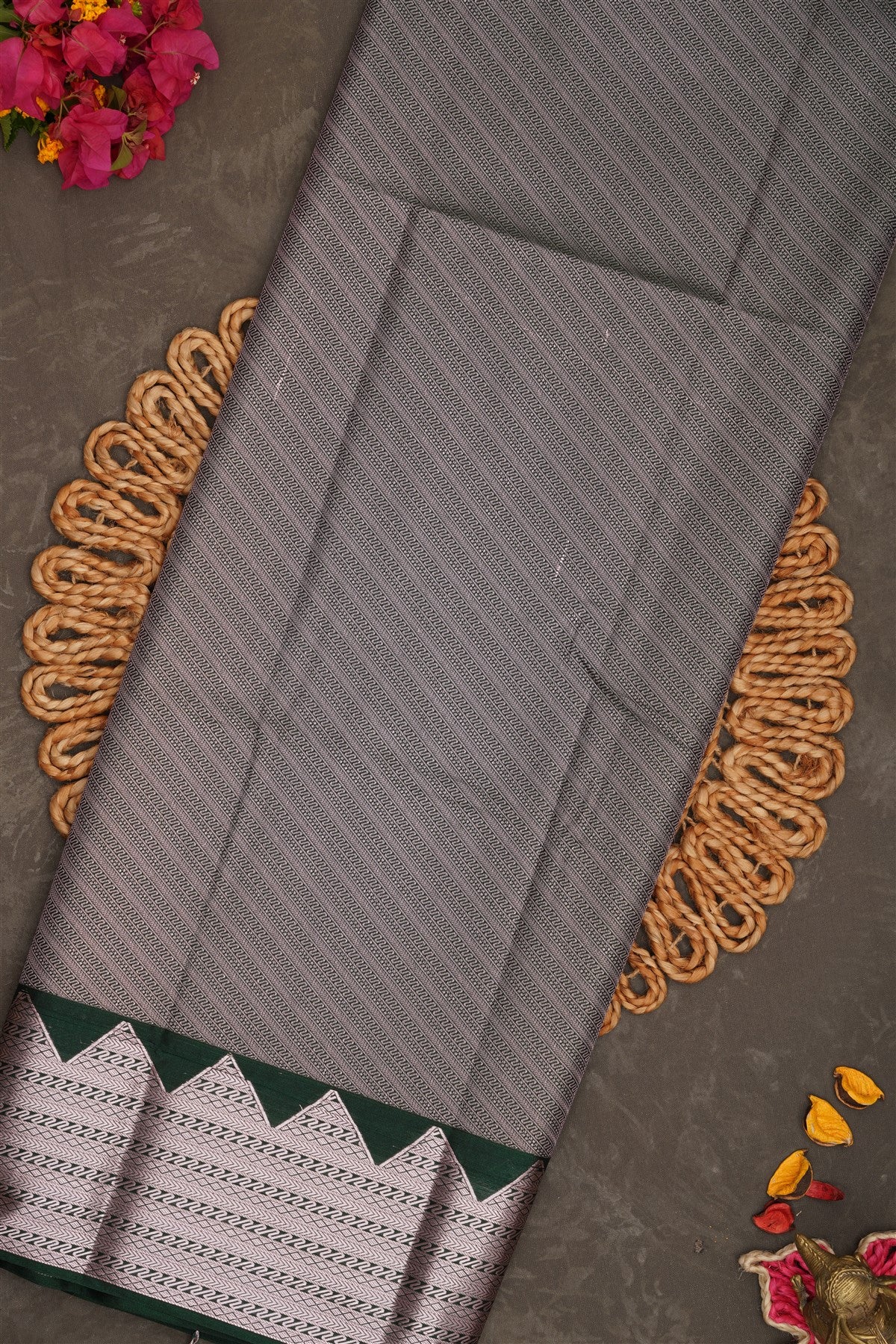 Semi Pattu Silk Marron Saree