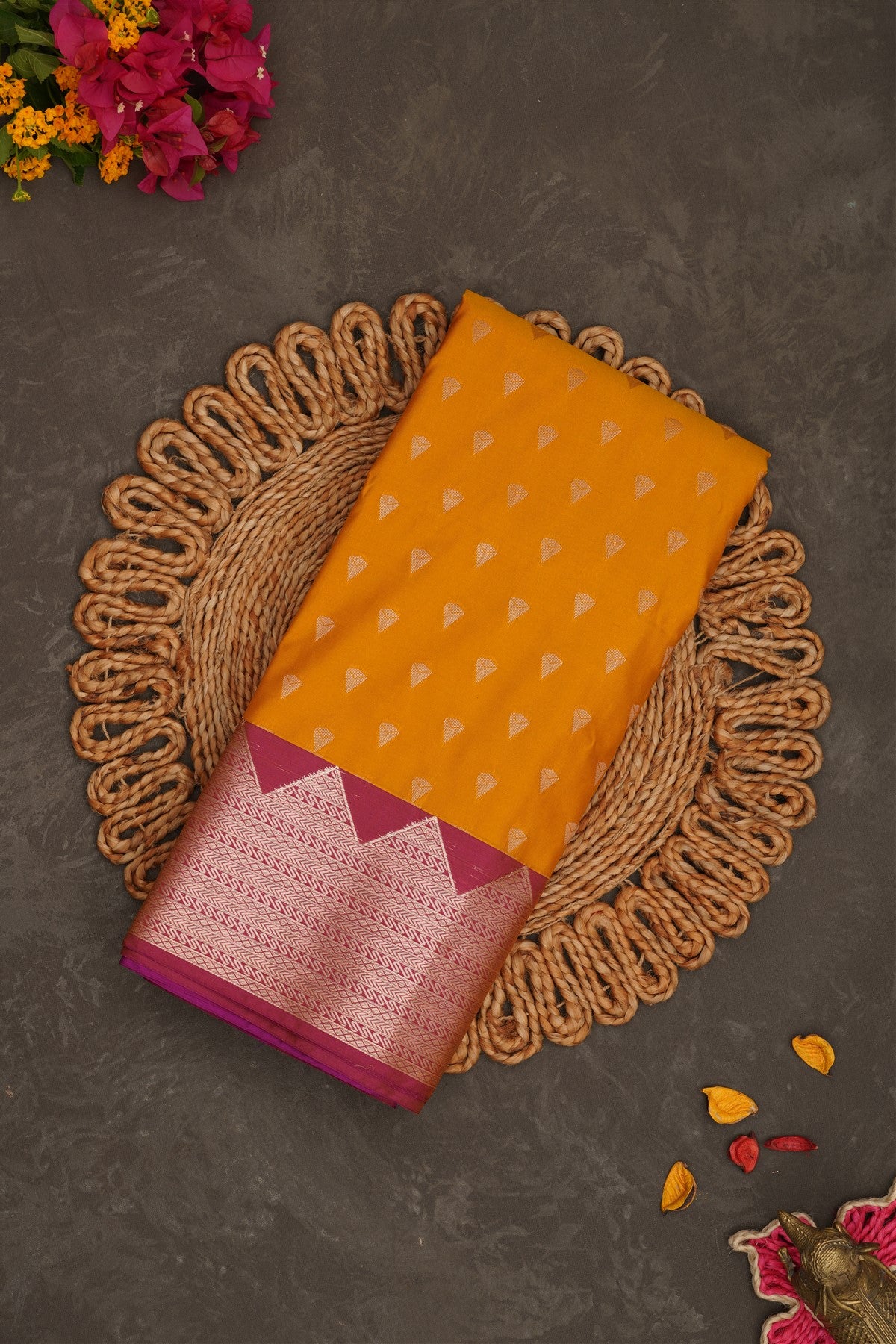 Semi Pattu Silk Yellow Saree