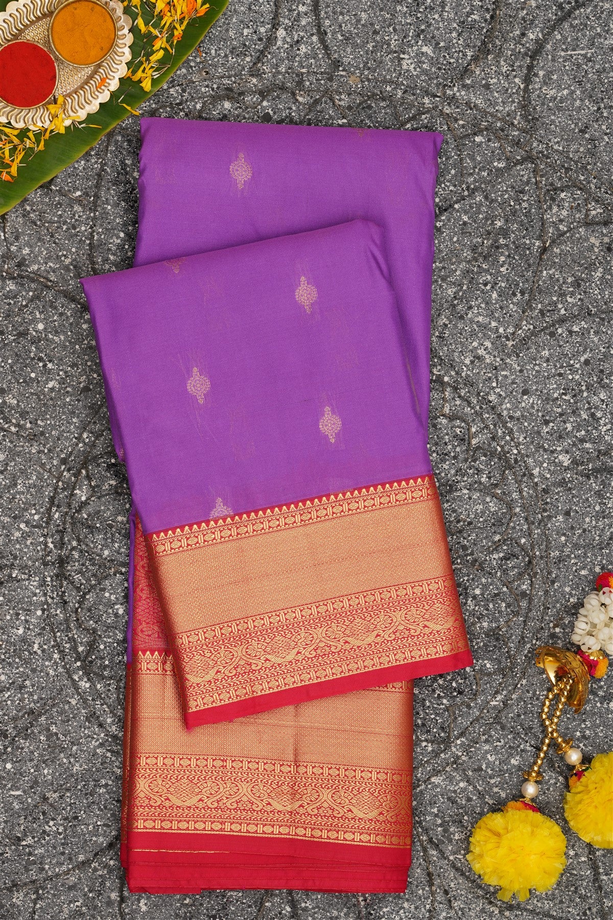 Semi Kanchipuram Silk Lavander Saree