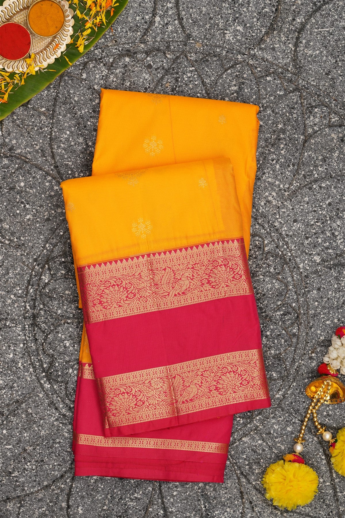 Semi Kanchipuram Silk Yellow Saree