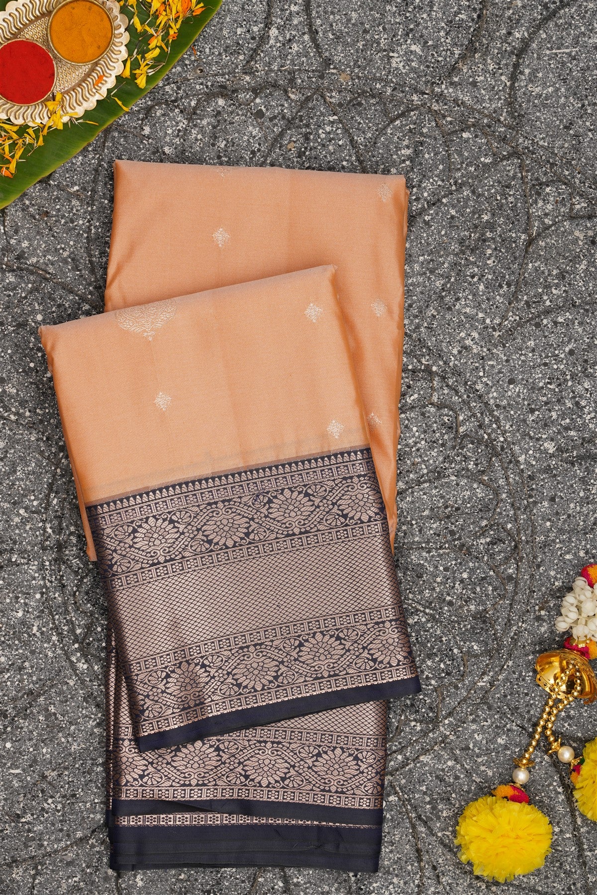 Semi Kanchipuram Silk Coral Saree