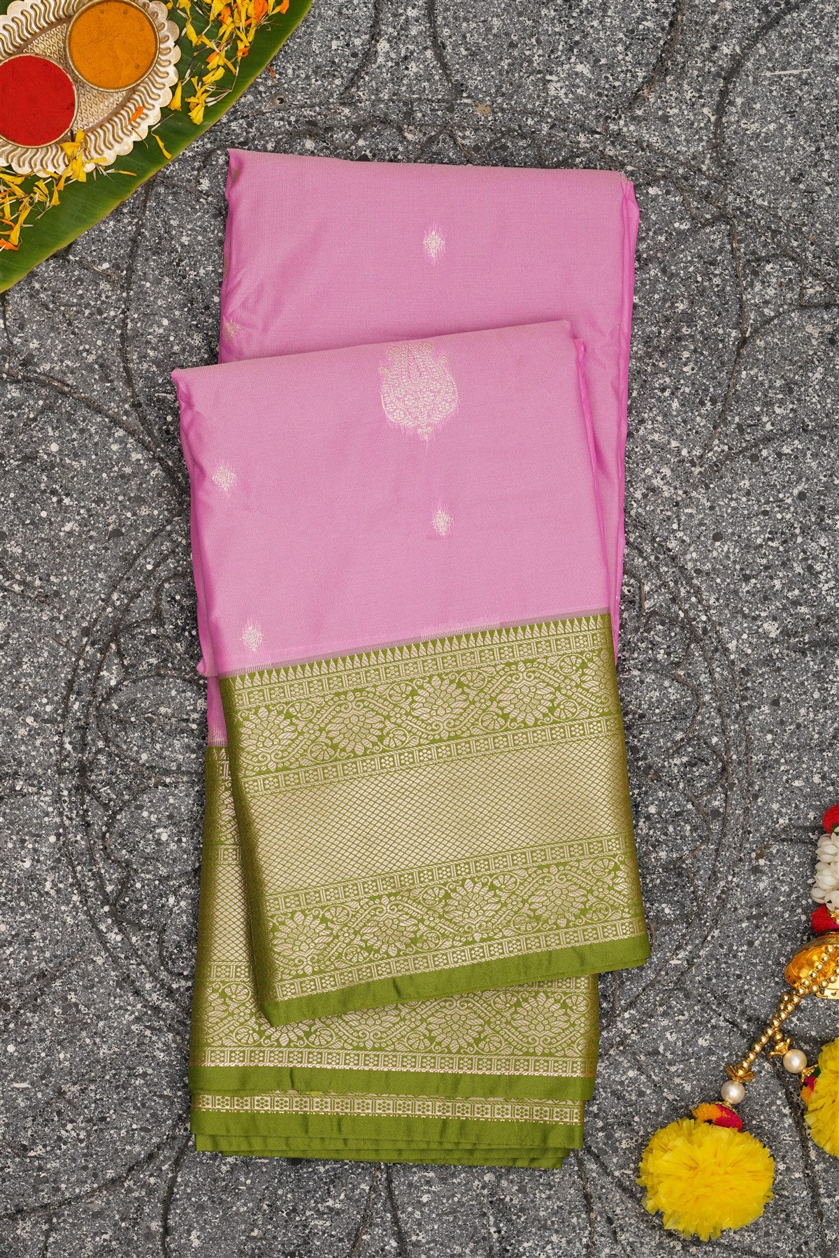 Semi Kanchipuram Silk Light Pink Saree