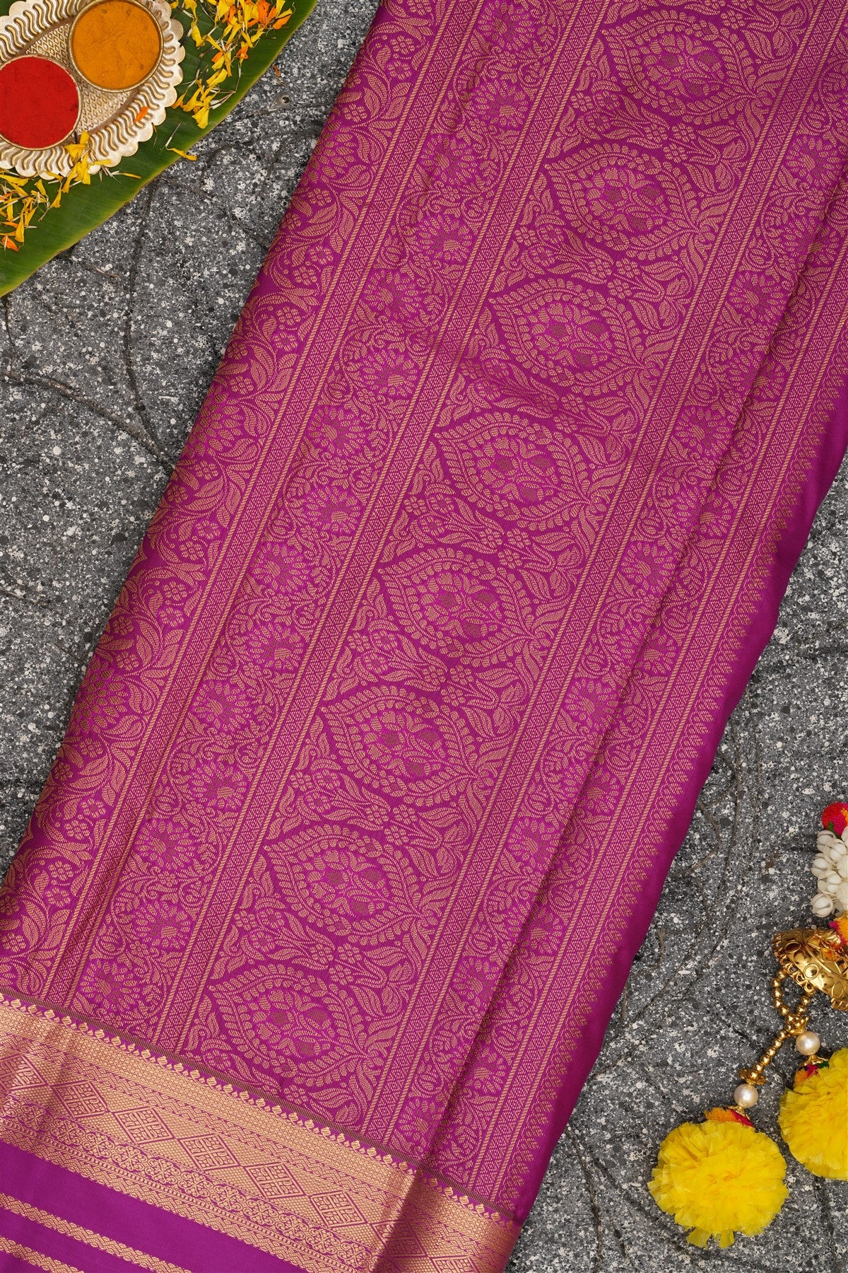 Semi Kanchipuram Silk Yellow Saree