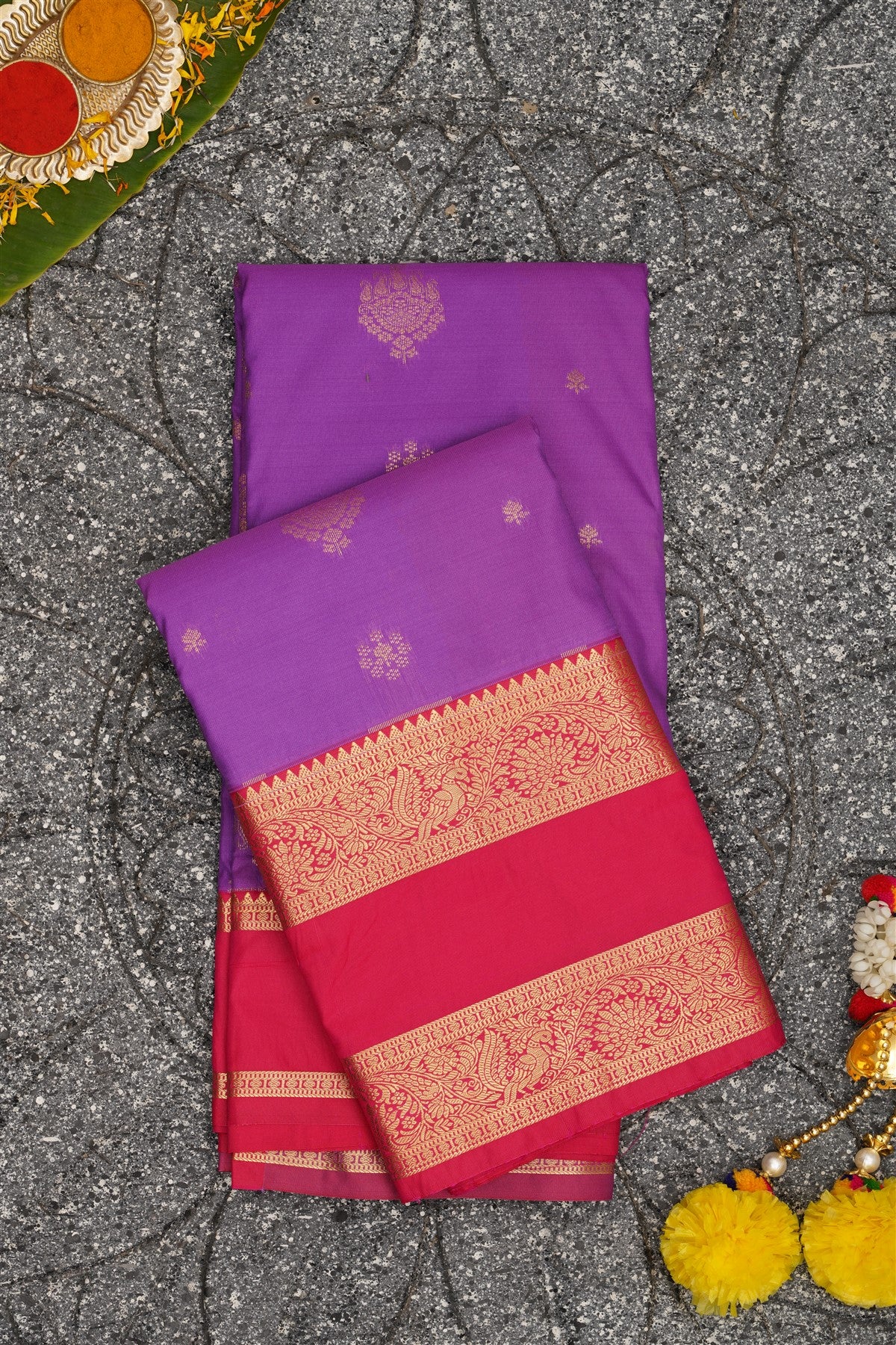 Semi Kanchipuram Silk Lavander Saree