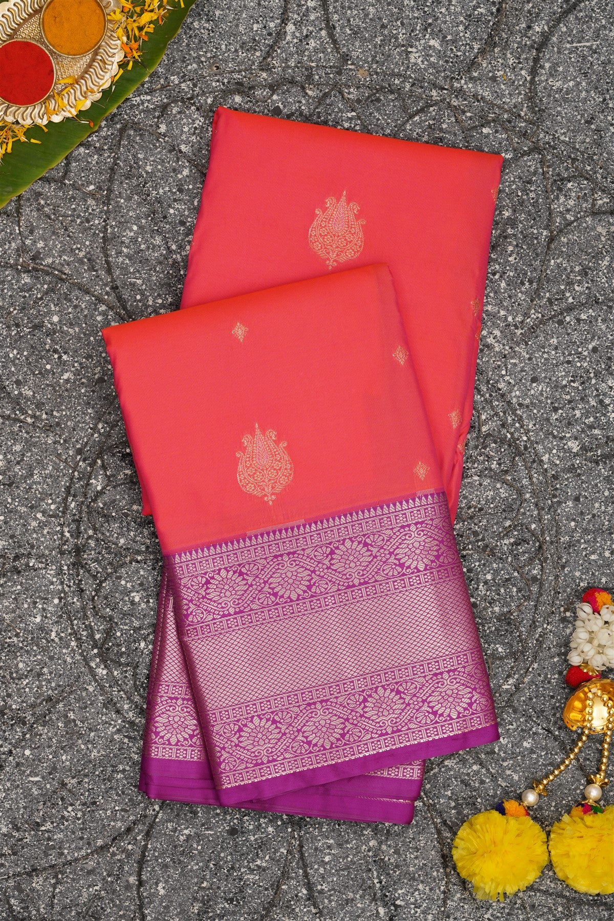 Semi Kanchipuram Silk Peach Saree