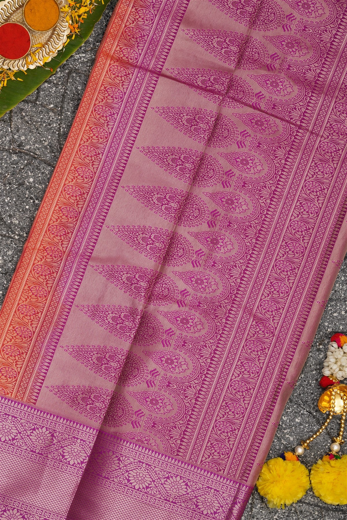 Semi Kanchipuram Silk Peach Saree