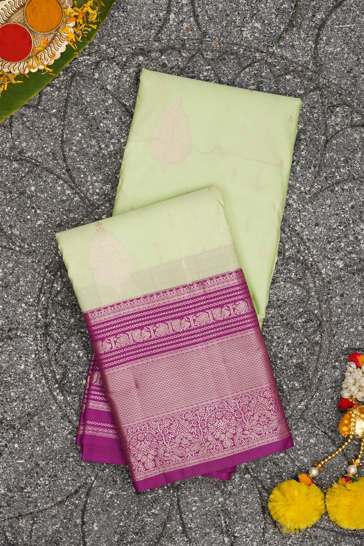 Semi Kanchipuram Silk Sea Green Saree