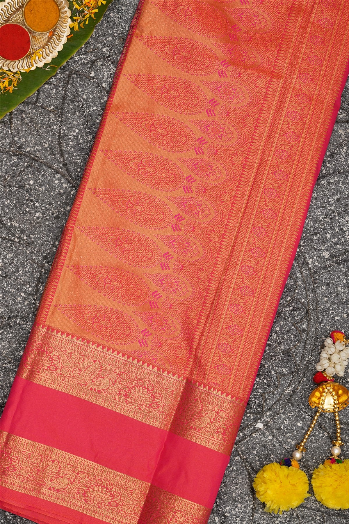Semi Kanchipuram Silk Magenta Saree