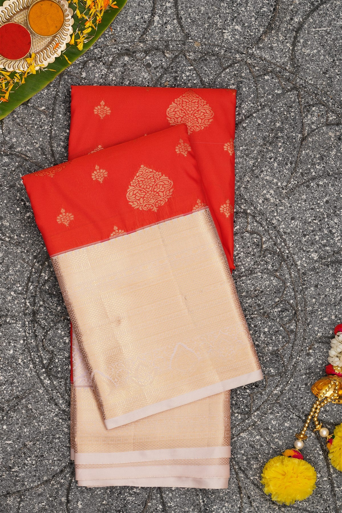 Semi Kanchipuram Silk Red Saree