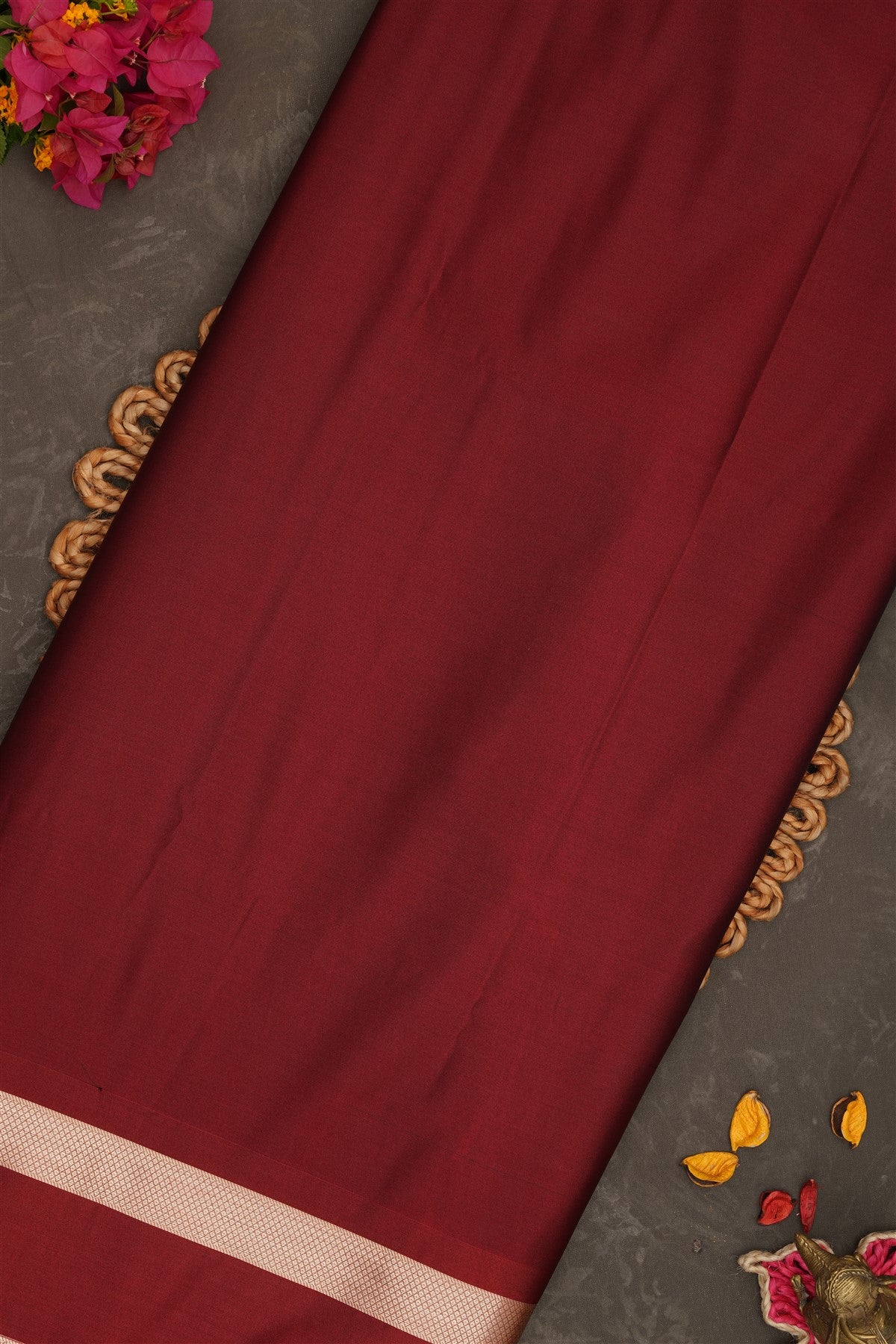 Semi Pattu Silk Blend Dark Green Saree