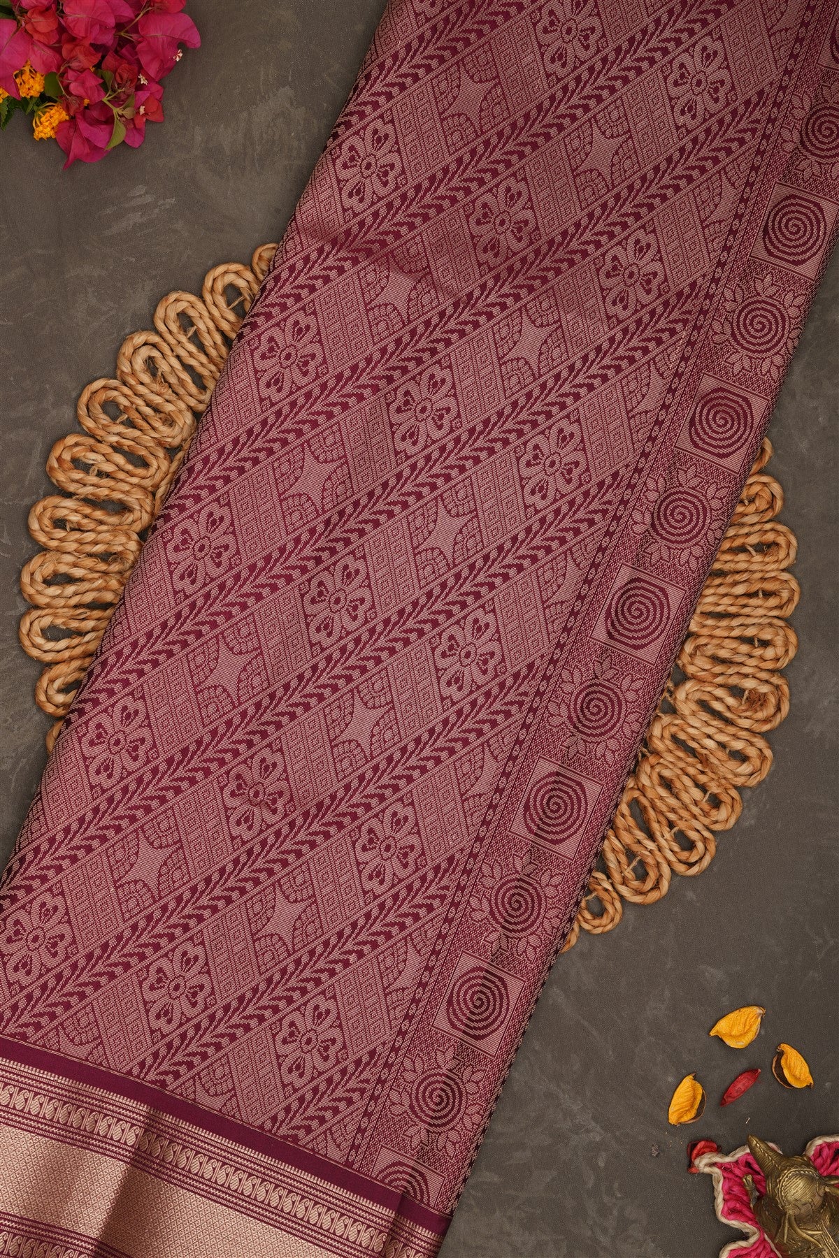 Semi Pattu Silk Blend Grey Saree