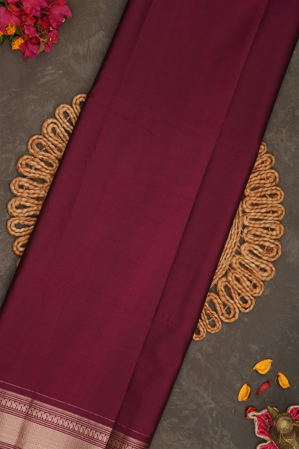 Semi Pattu Silk Blend Grey Saree