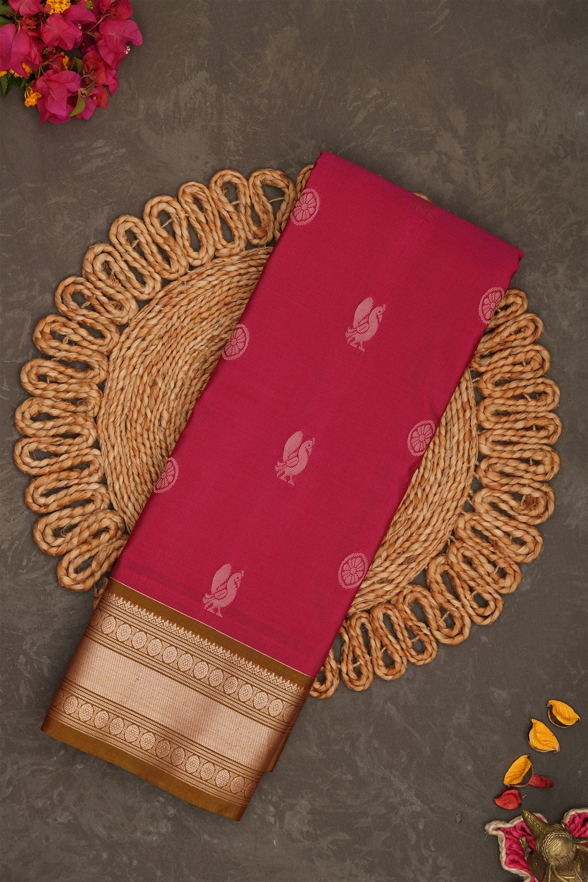 Semi Pattu Silk Blend Pink Saree