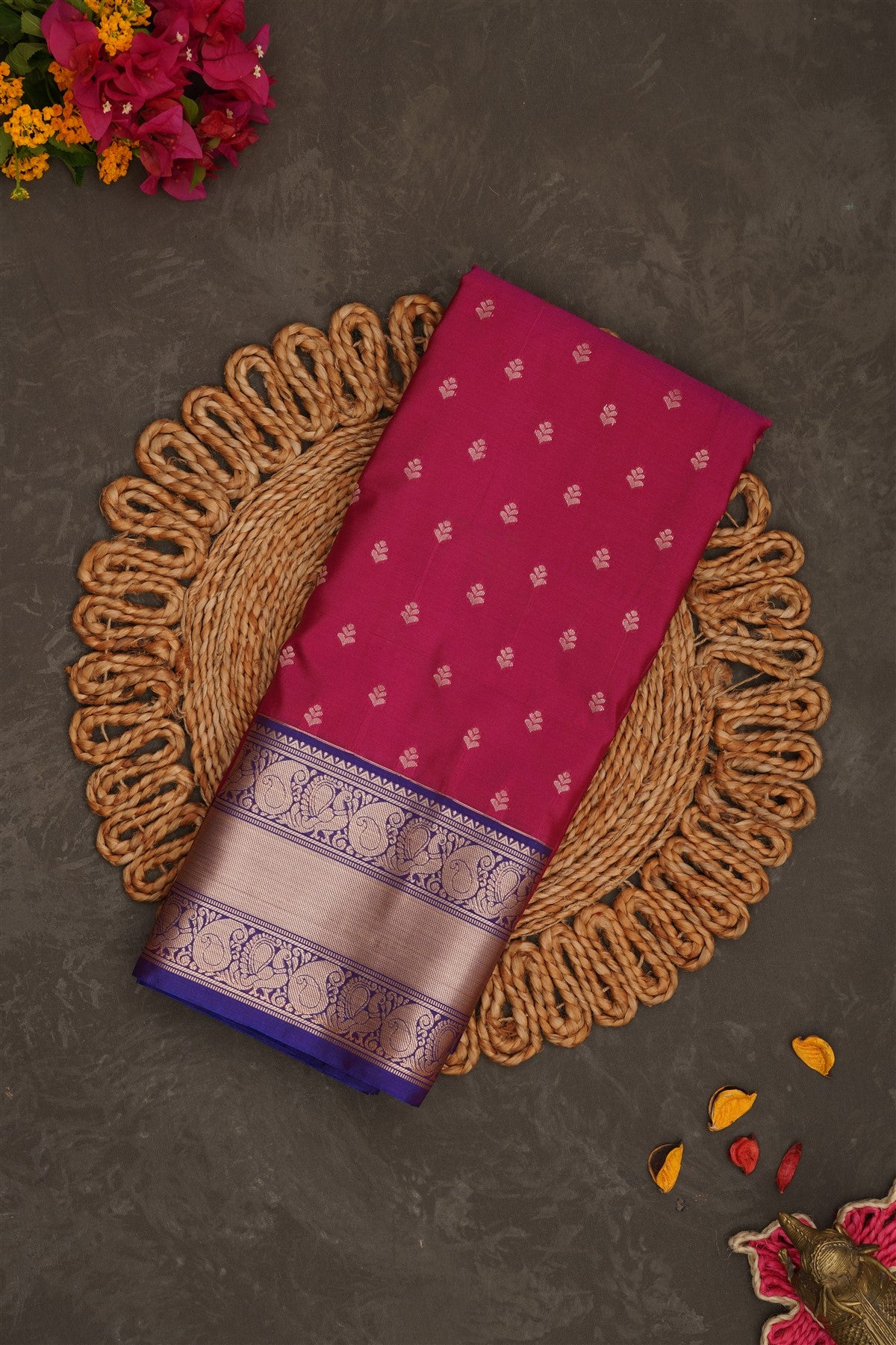 Semi Pattu Silk Blend Pink Saree
