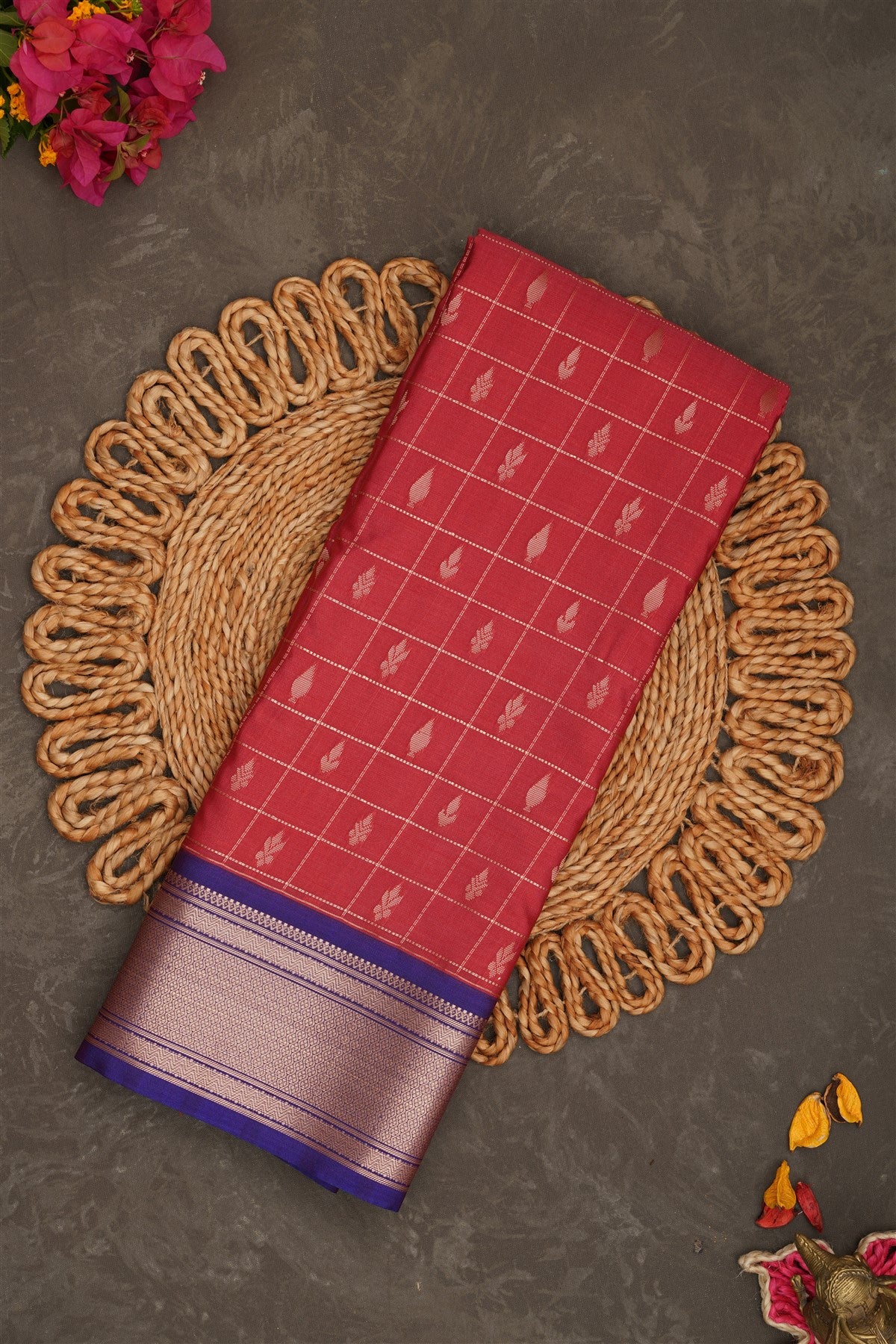 Semi Pattu Silk Blend Light Maroon Saree