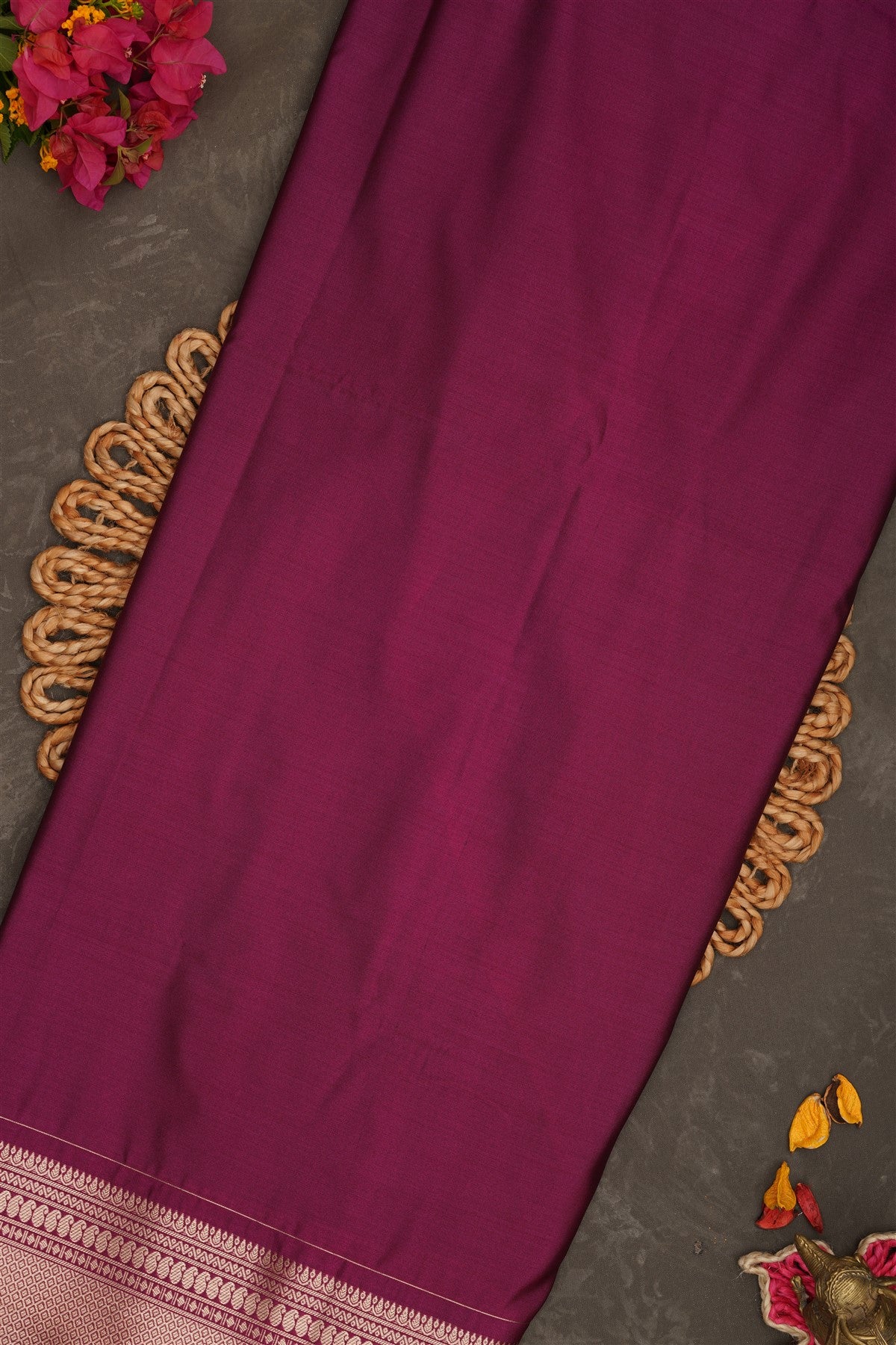 Semi Pattu Silk Blend Peacock Blue Saree